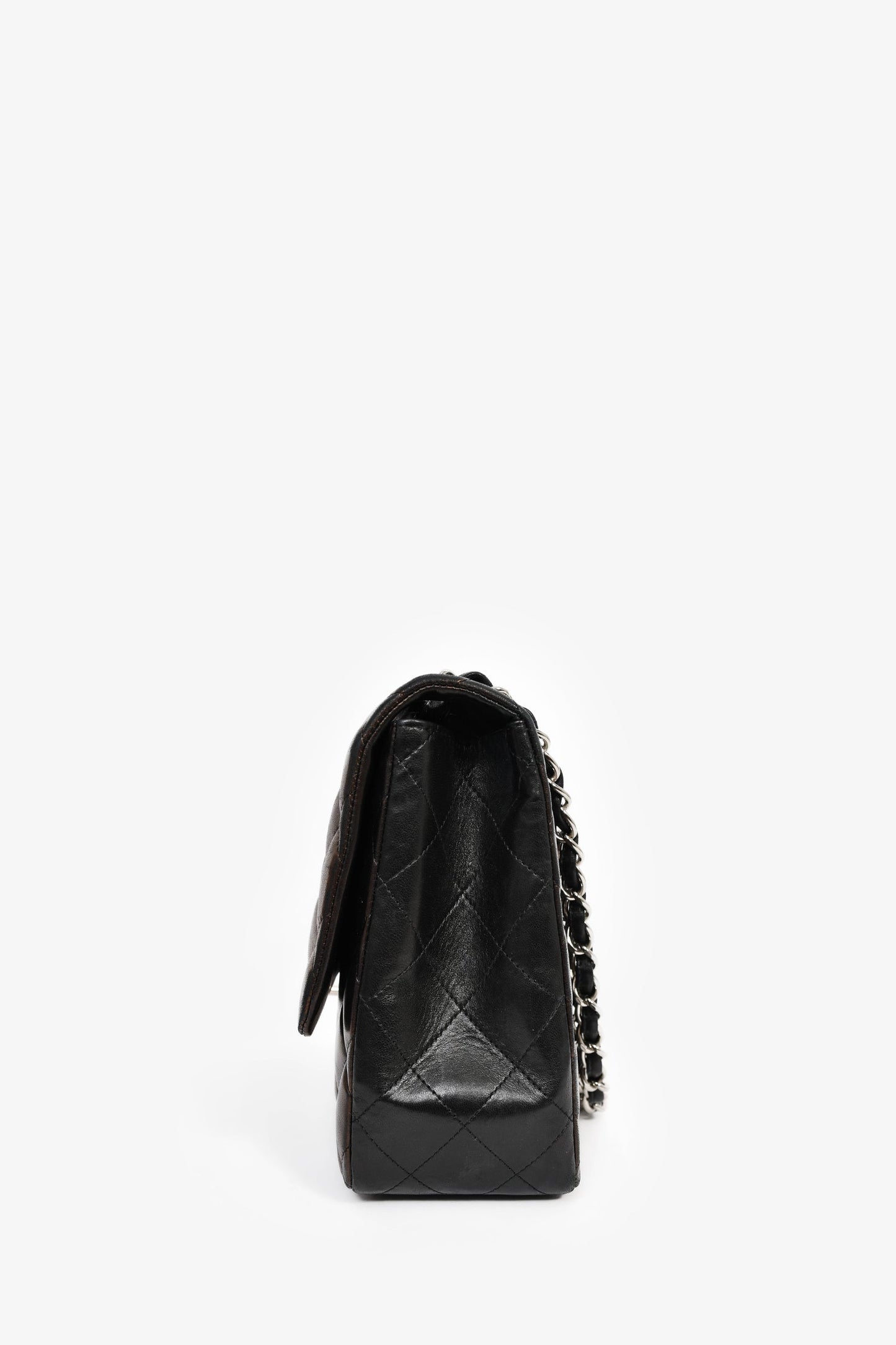 Chanel™ 2009/2010 Brown/Black Lambskin Leather Metallic Single Flap Jumbo Bag