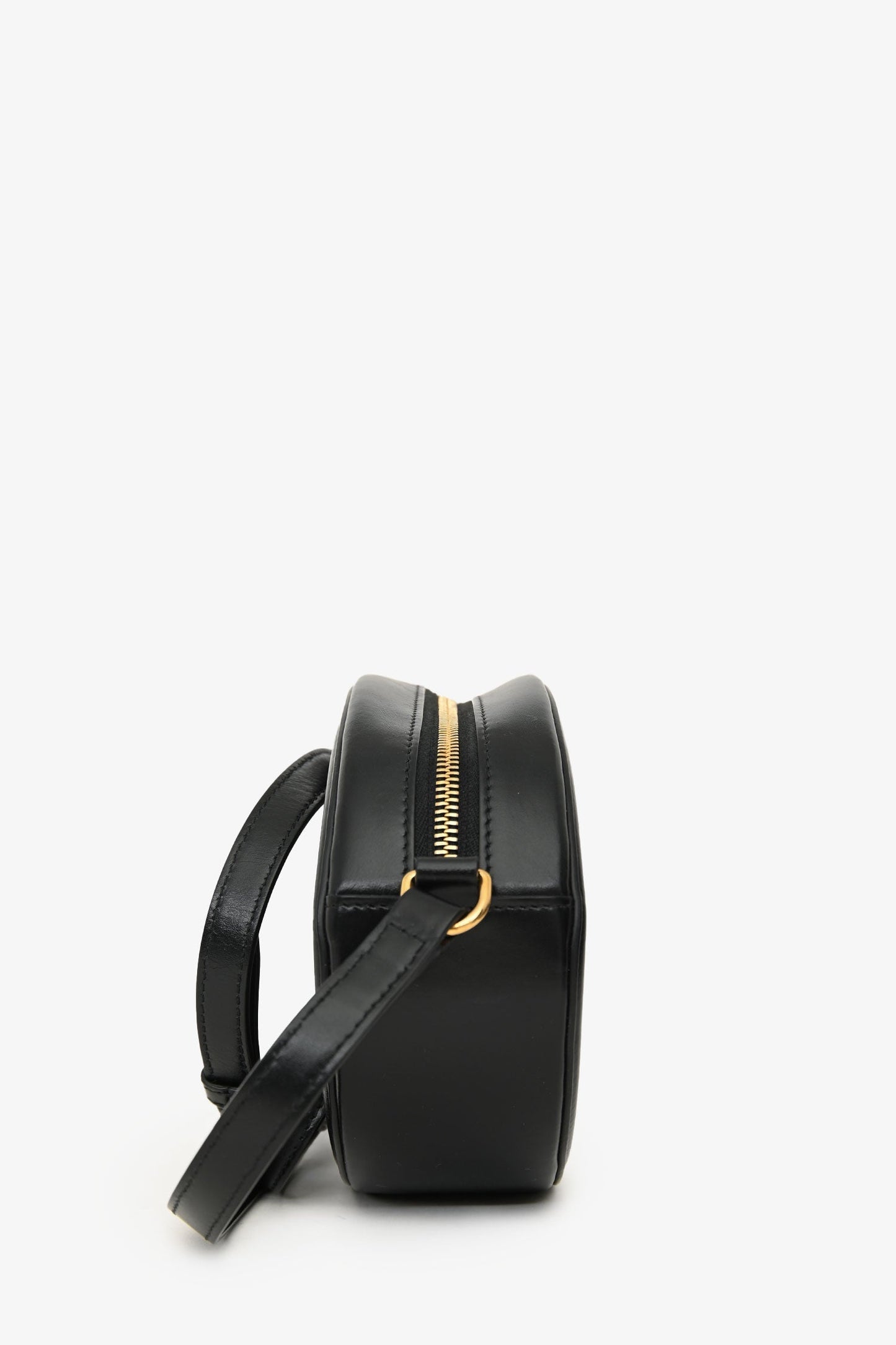 Celine Black Leather Cuir Triomphe Oval Crossbody Bag