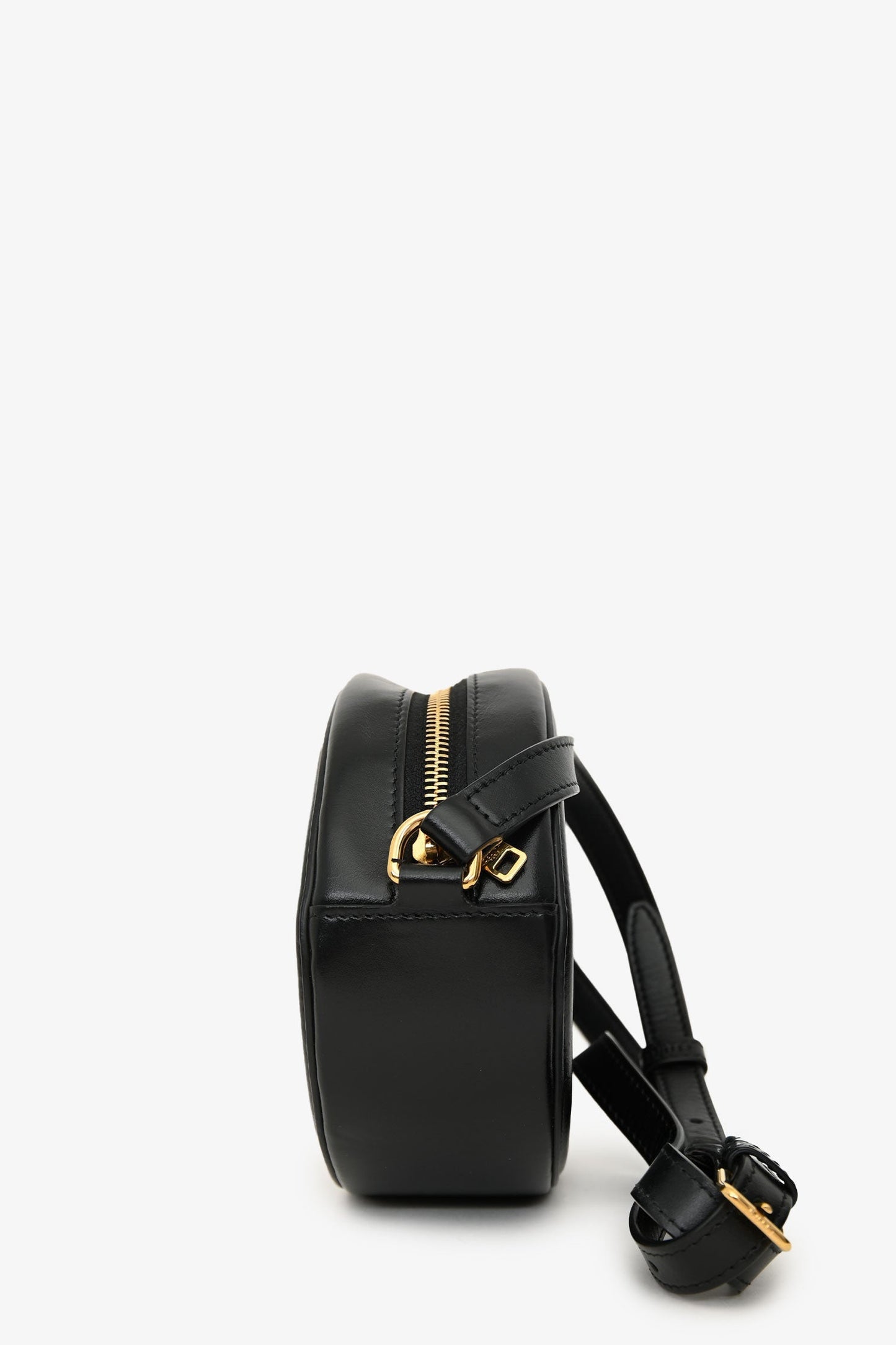 Celine Black Leather Cuir Triomphe Oval Crossbody Bag
