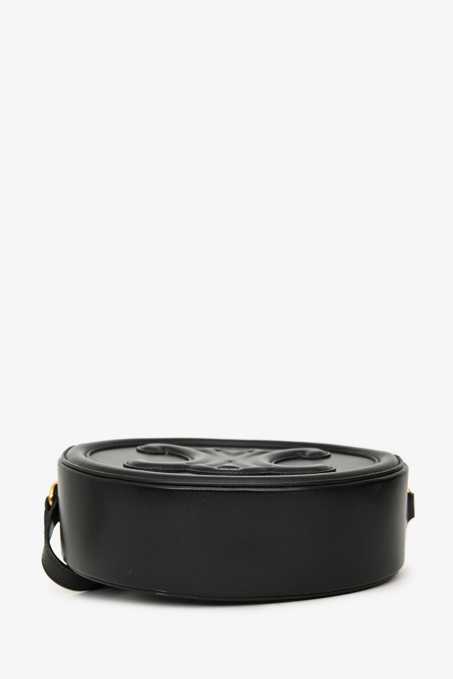 Celine Black Leather Cuir Triomphe Oval Crossbody Bag