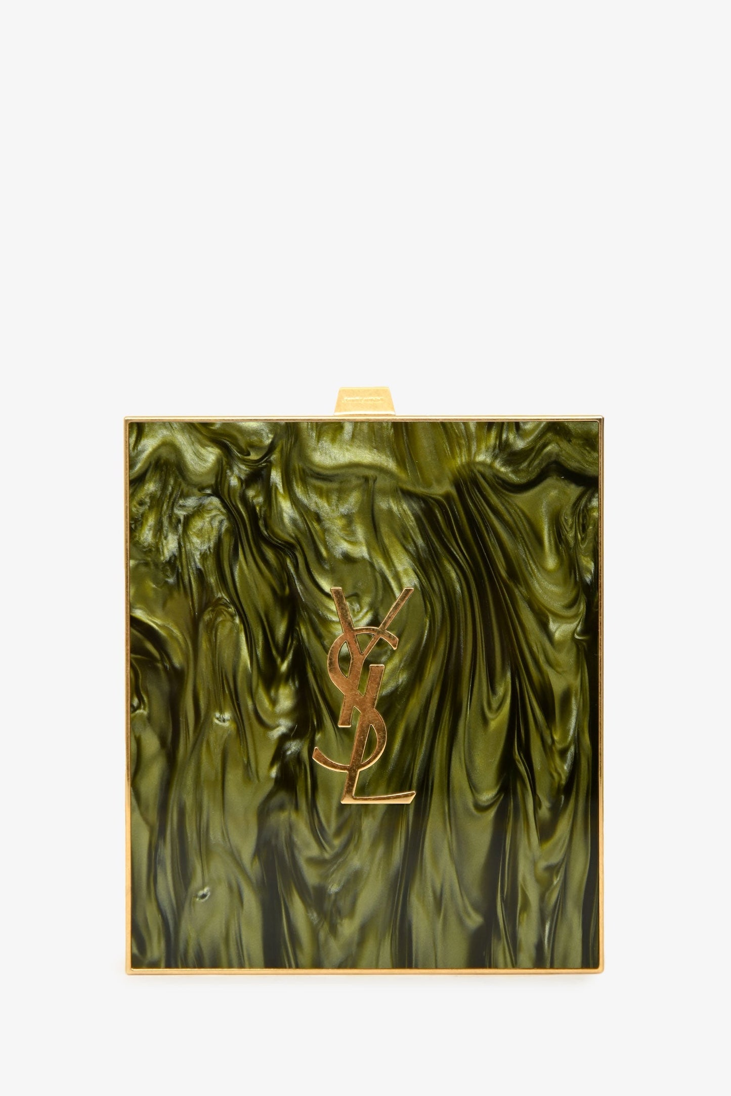 Saint Laurent Green Tuxedo Pexiglass Gold Metal Box Bag