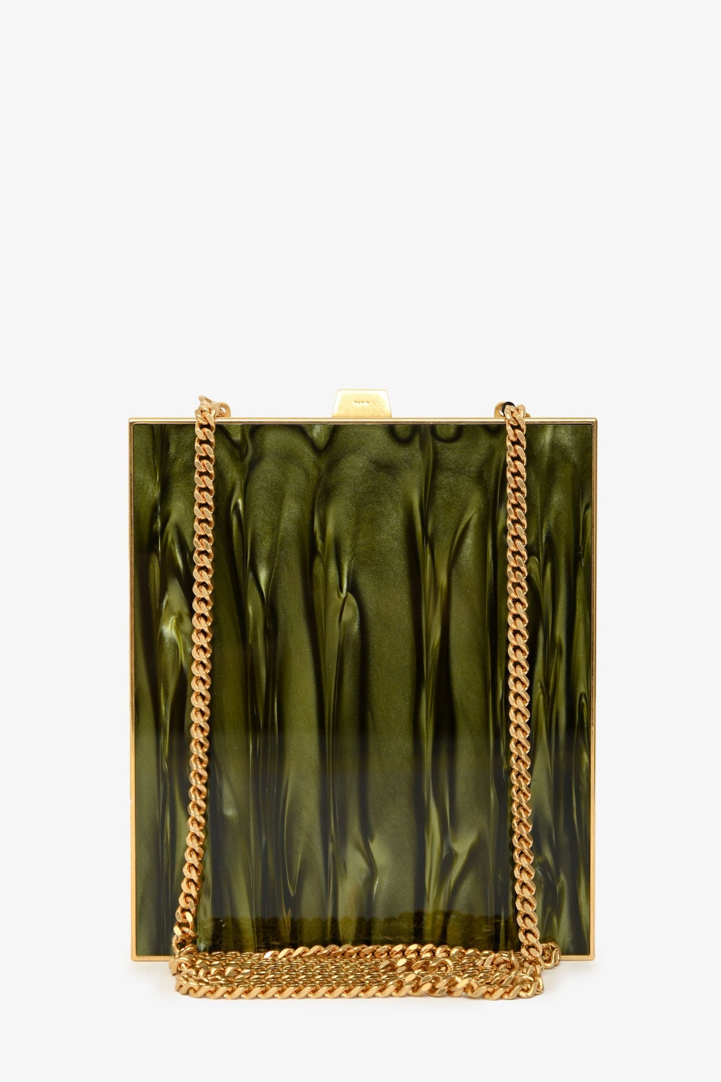 Saint Laurent Green Tuxedo Pexiglass Gold Metal Box Bag