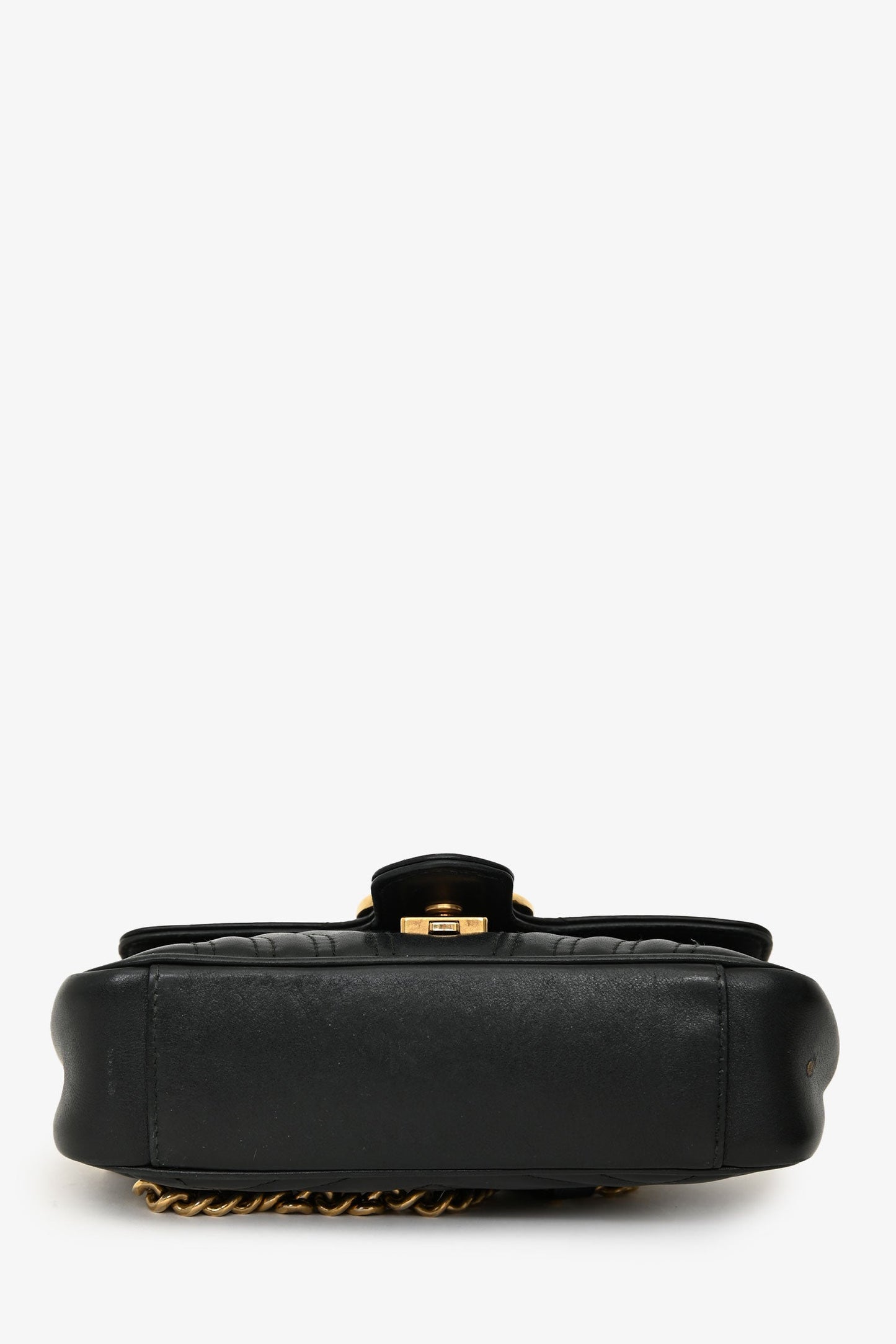 Gucci Black Lambskin Matelasse Small GG Marmont Double Chain Shoulder Bag
