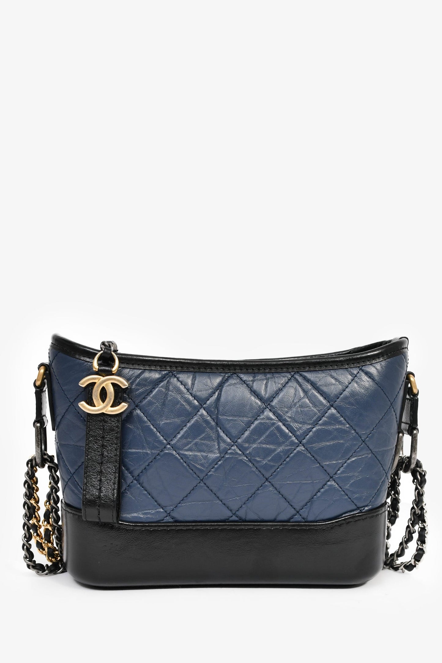 Chanel™ 2018/19 Navy Blue/Black Quilted Lambskin Small Gabrielle Bag