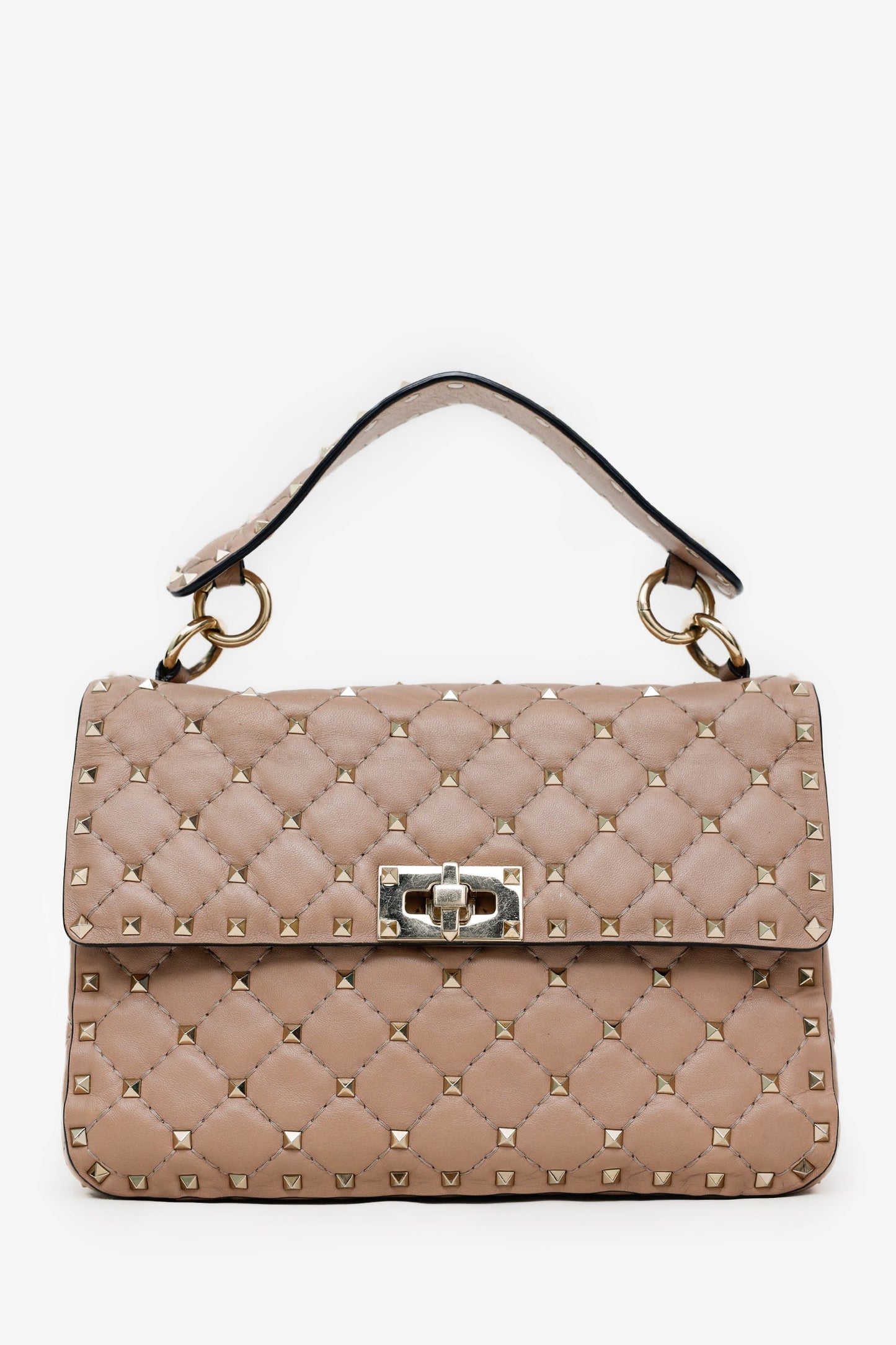 Valentino Garavani Blush Lambskin Medium Rockstud Spike Shoulder Bag