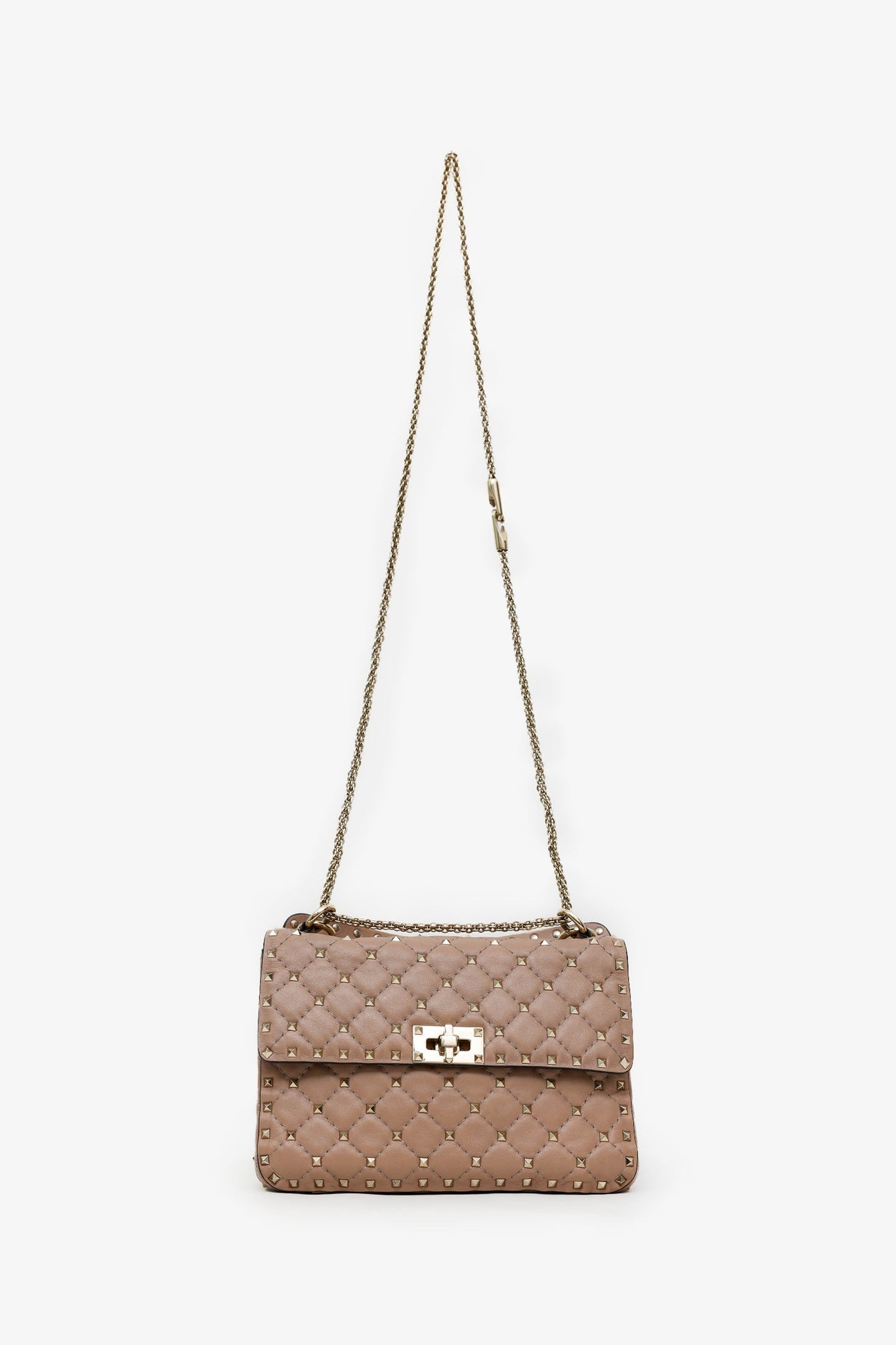 Valentino Garavani Blush Lambskin Medium Rockstud Spike Shoulder Bag