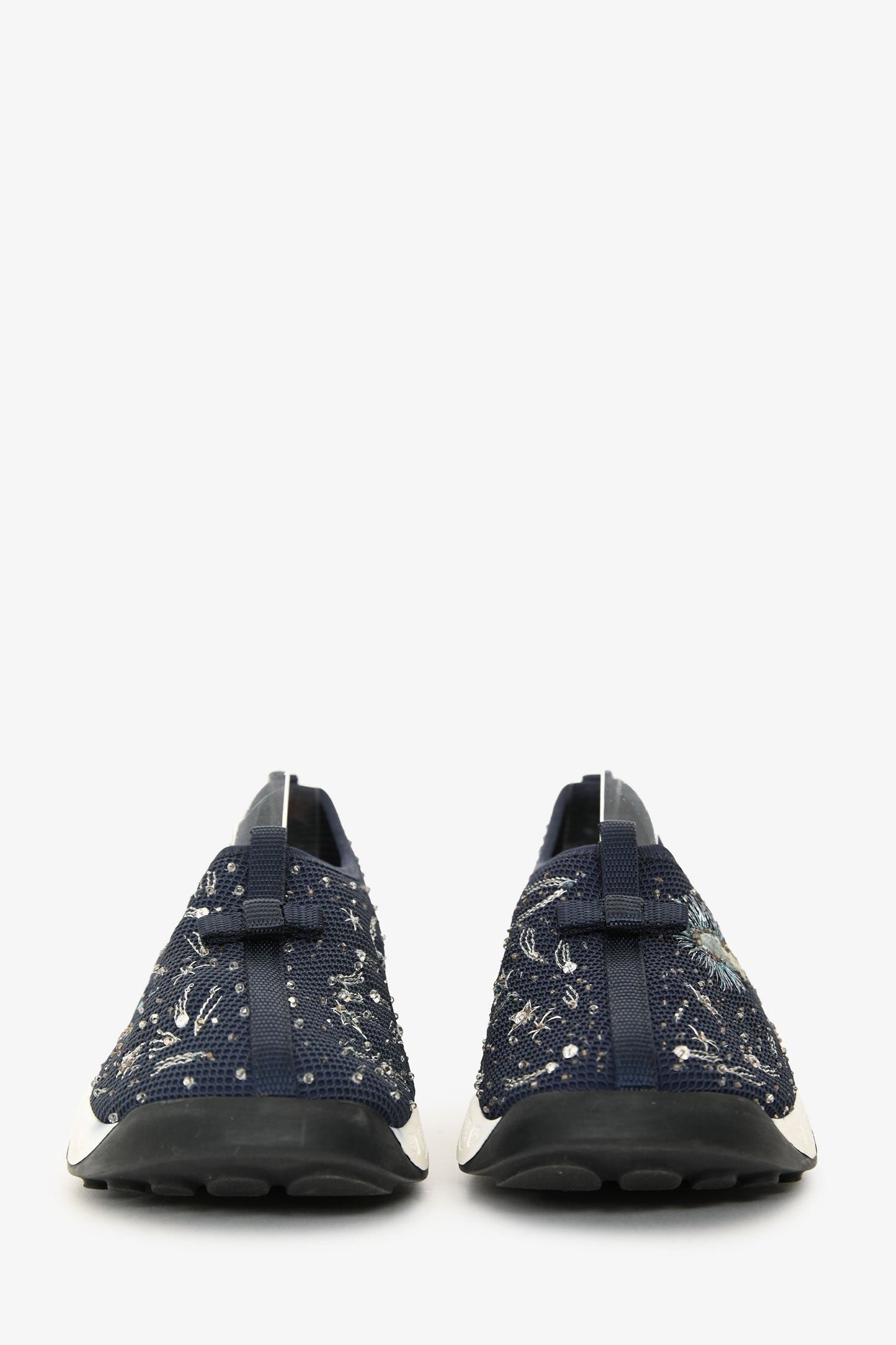Christian Dior Navy Embroidered Crystal Embellished I Feel Blue 'Fusion' Sneakers Size 37