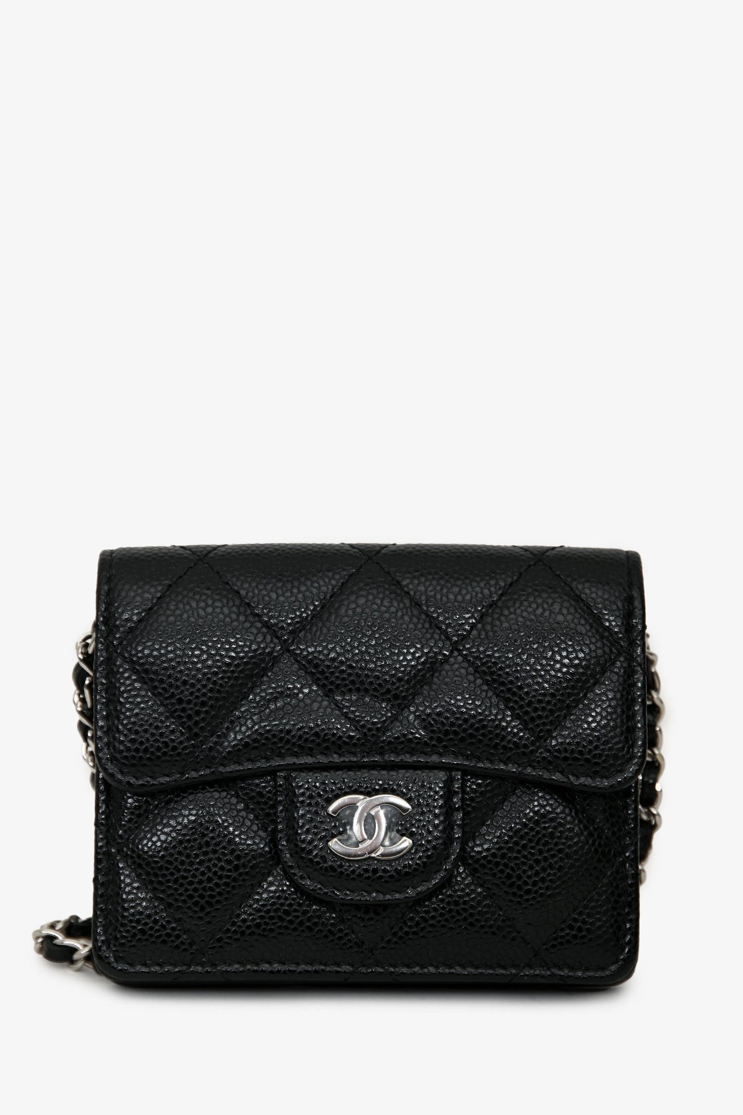 Chanel™ 2019-2020 Black Caviar Leather Cardholder On Chain