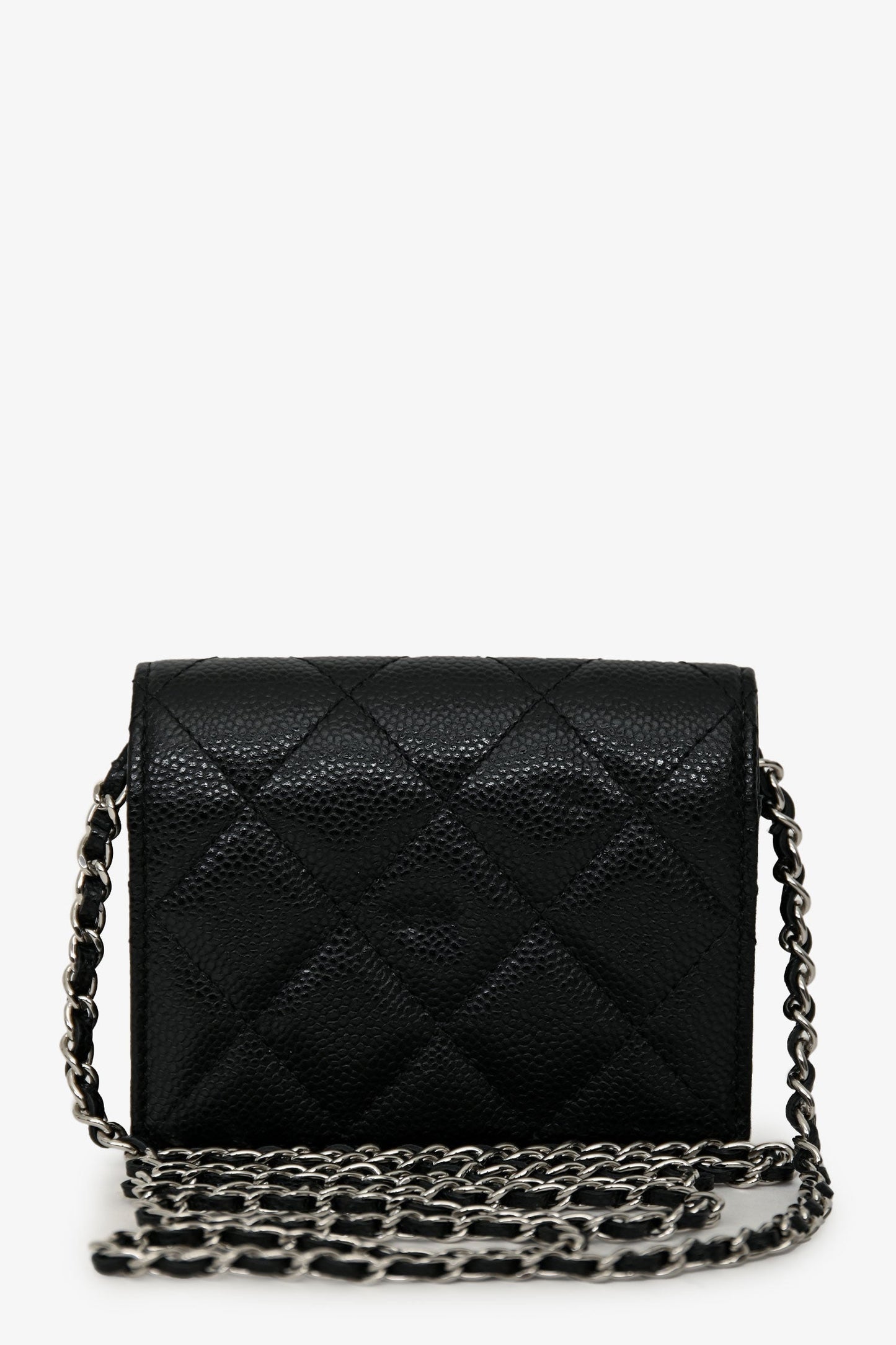 Chanel™ 2019-2020 Black Caviar Leather Cardholder On Chain