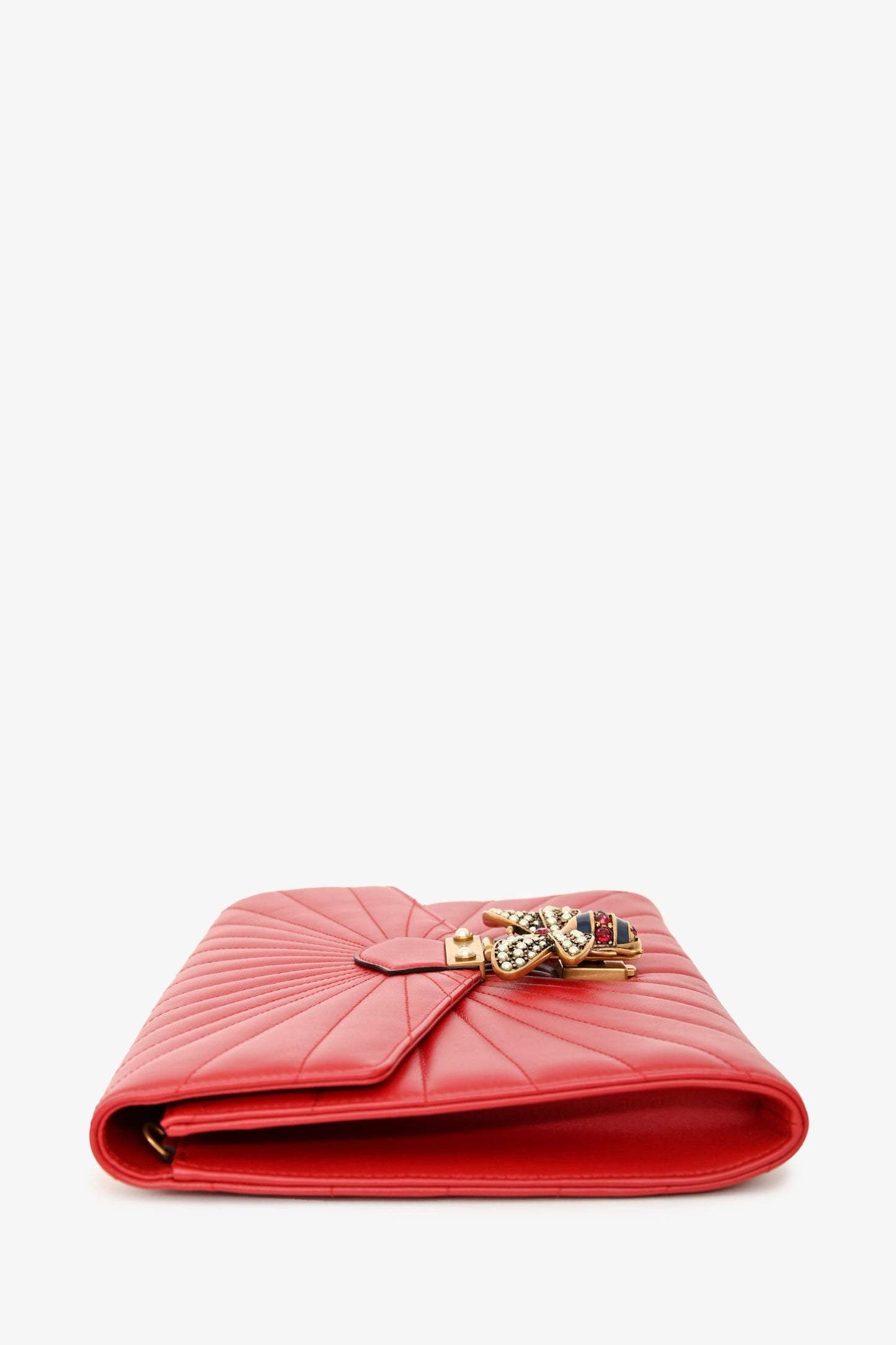 Gucci Red Leather Quilted Queen Margaret Clutch