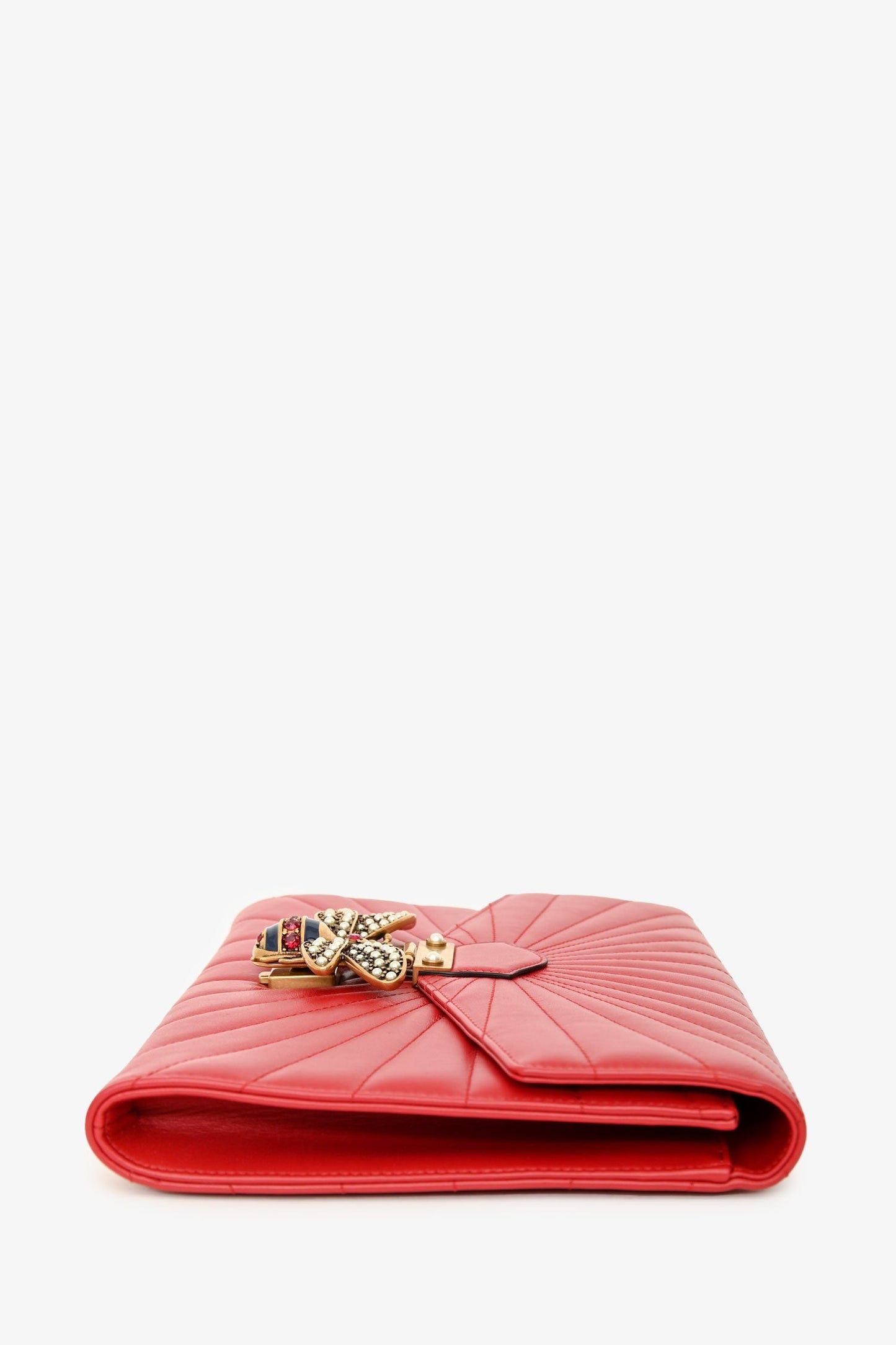 Gucci Red Leather Quilted Queen Margaret Clutch
