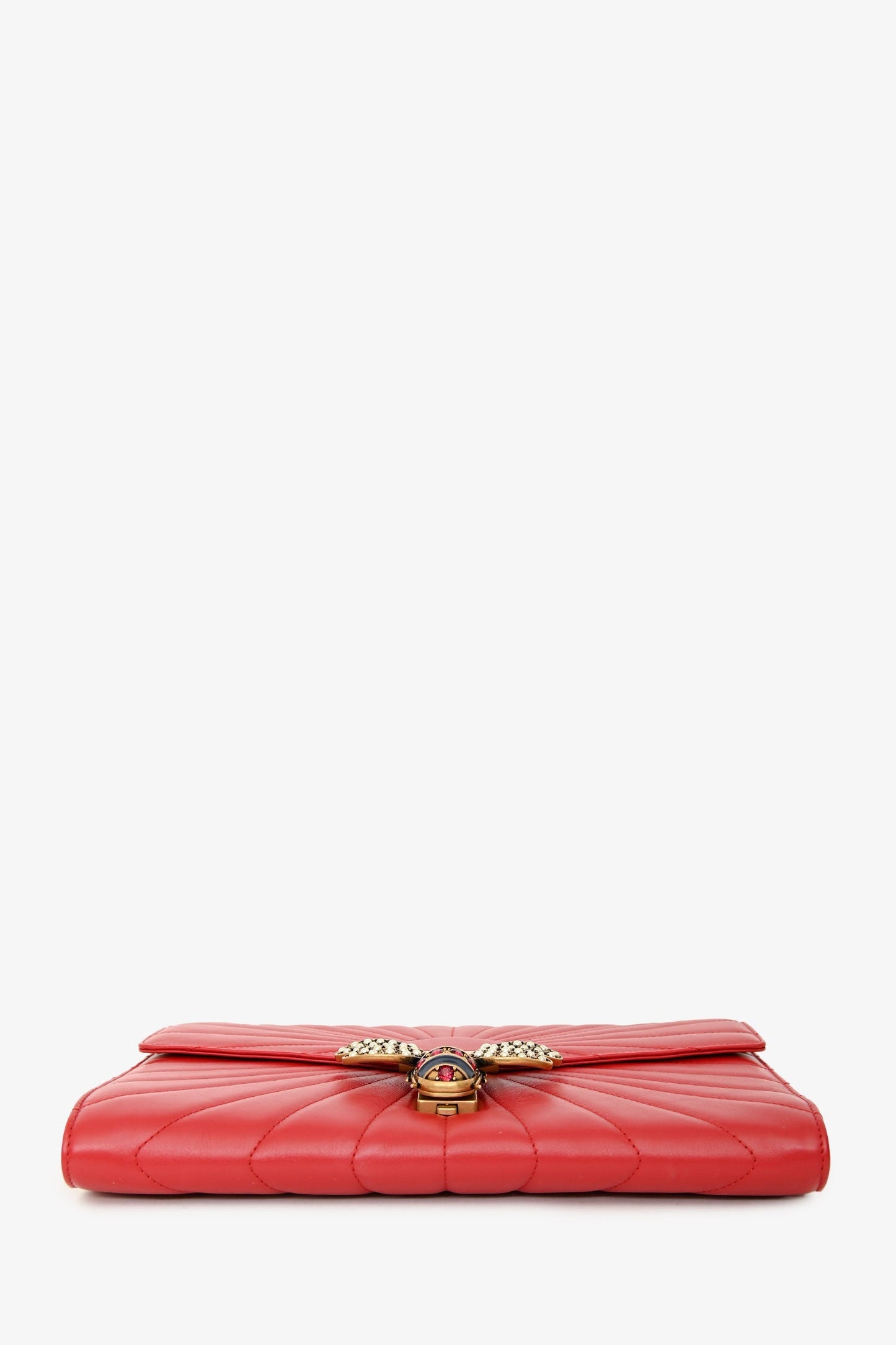 Gucci Red Leather Quilted Queen Margaret Clutch