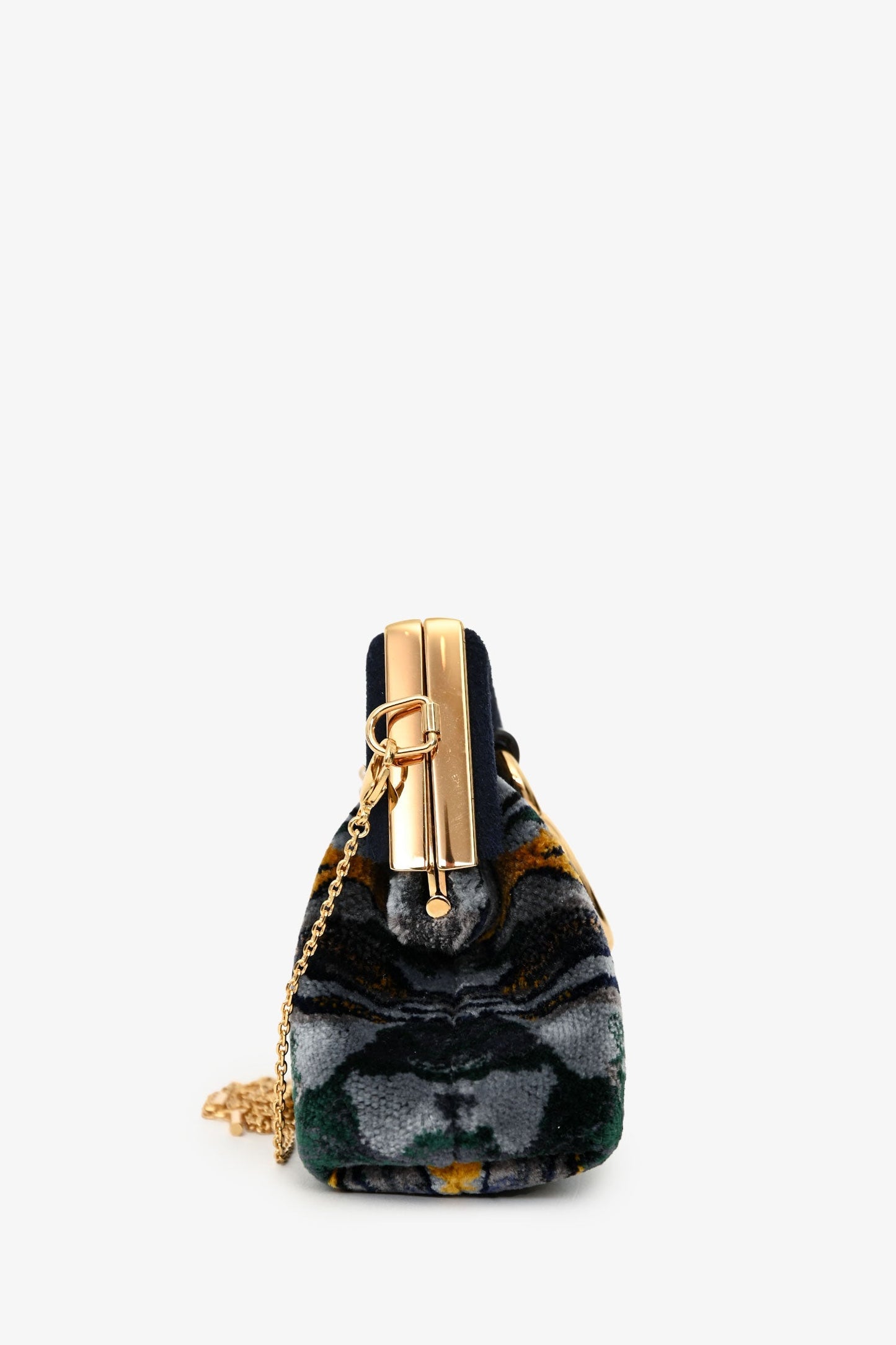 Fendi Navy Velvet Marble Patterned First Bag Charm With Chain