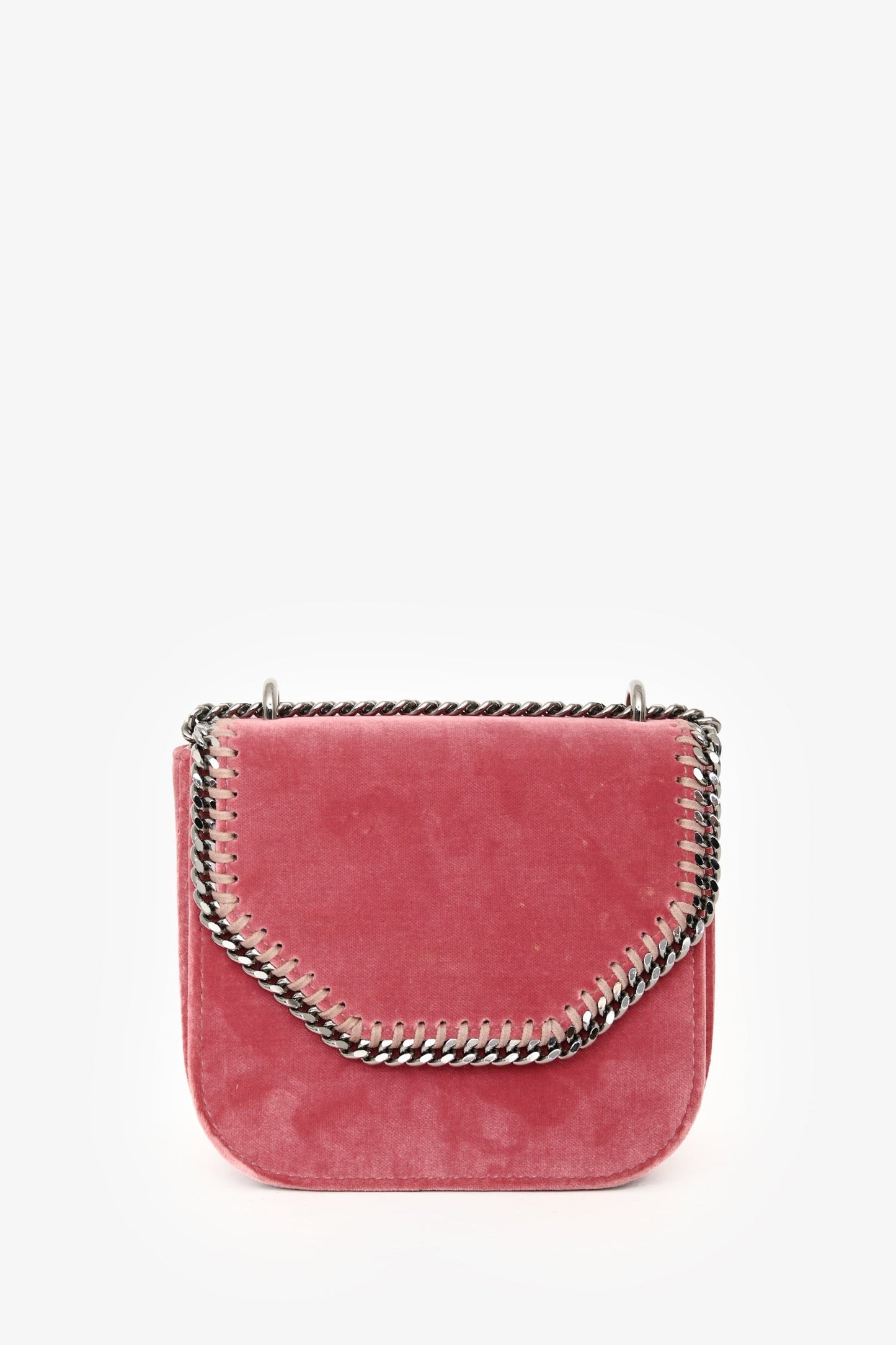 Stella McCartney Pink Vegan Suede Leather Chain Detail Crossbody