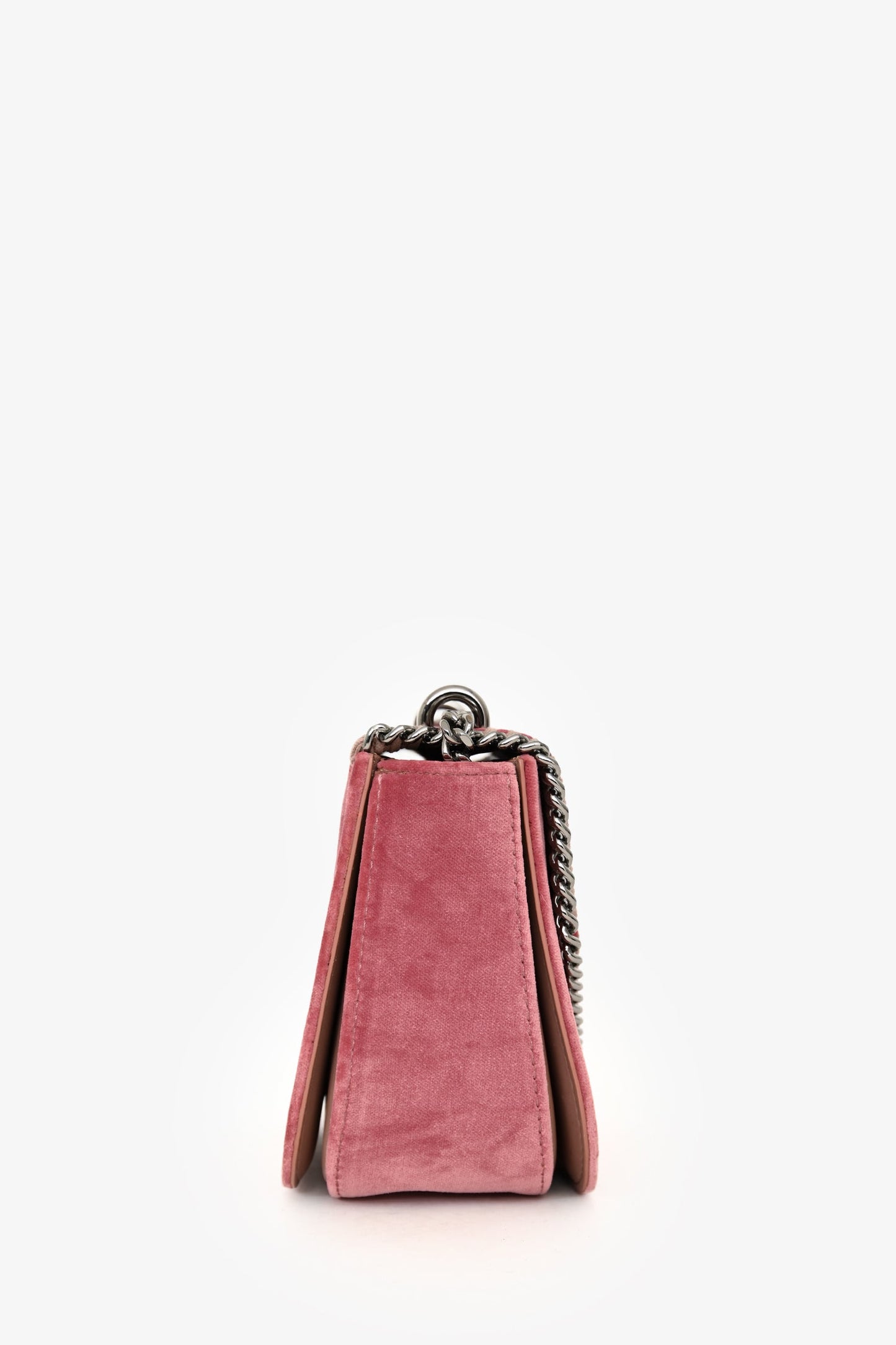 Stella McCartney Pink Vegan Suede Leather Chain Detail Crossbody