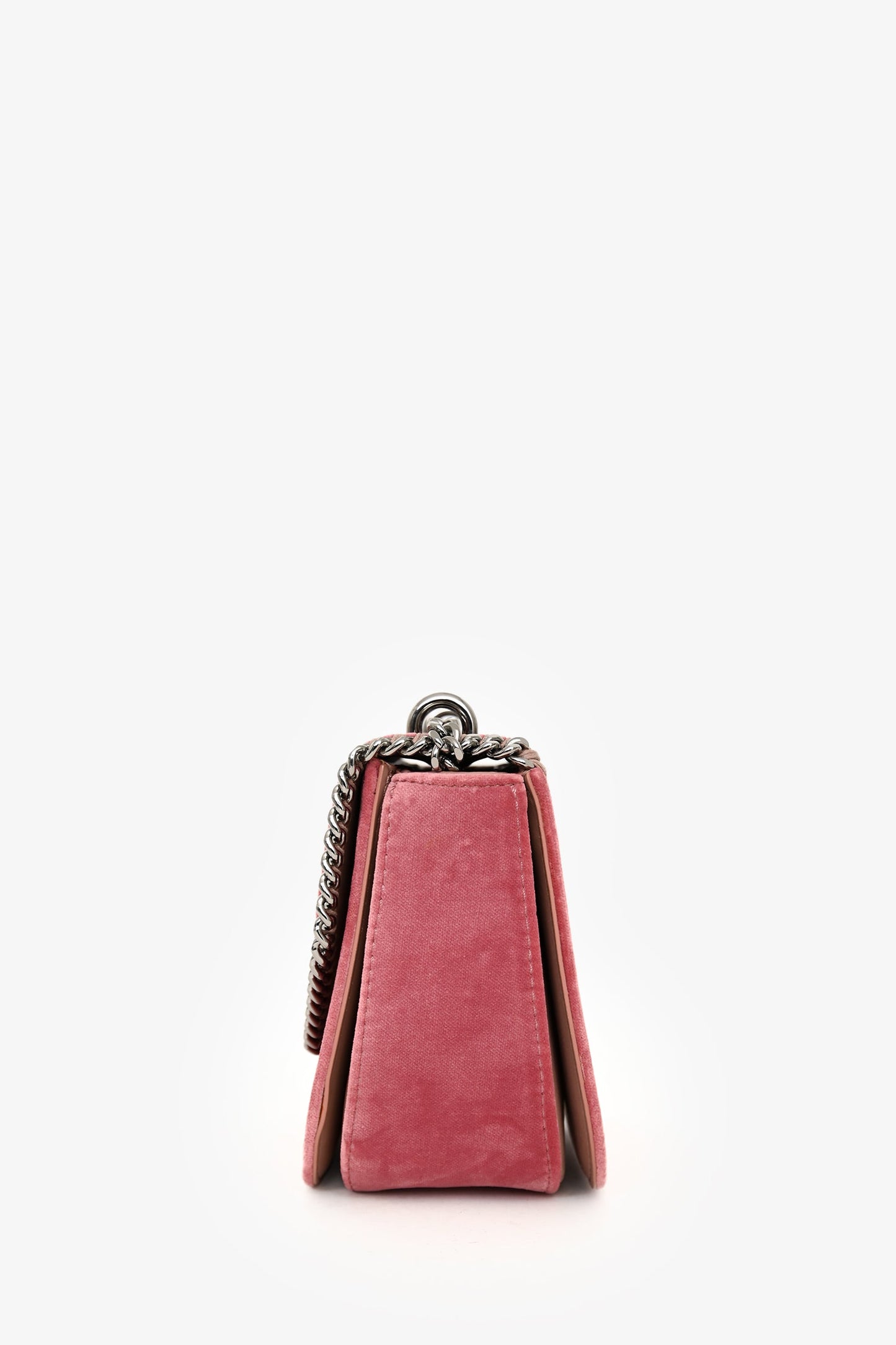 Stella McCartney Pink Vegan Suede Leather Chain Detail Crossbody