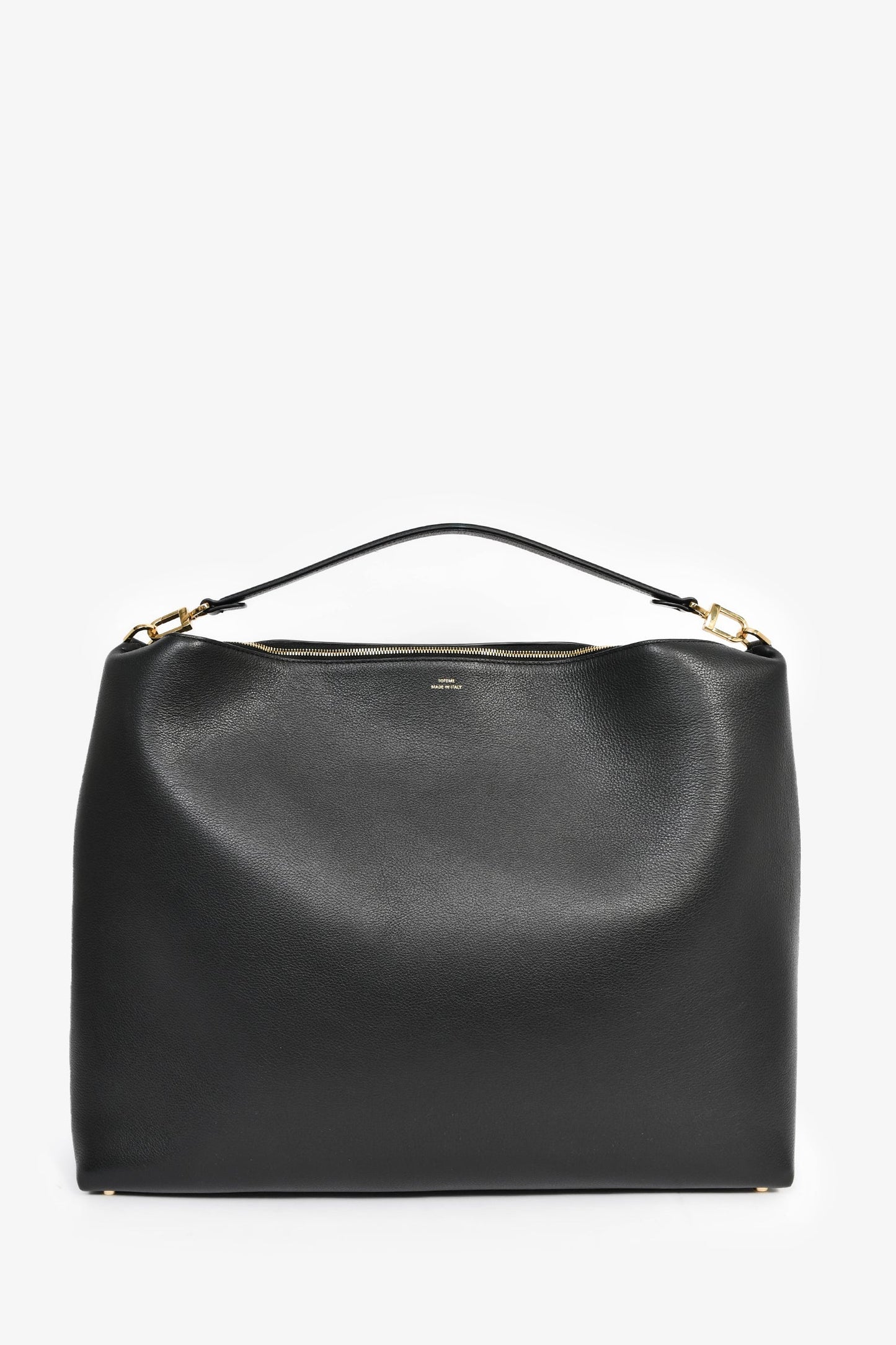 Toteme Black Leather Oversized Logo Shoulder Bag
