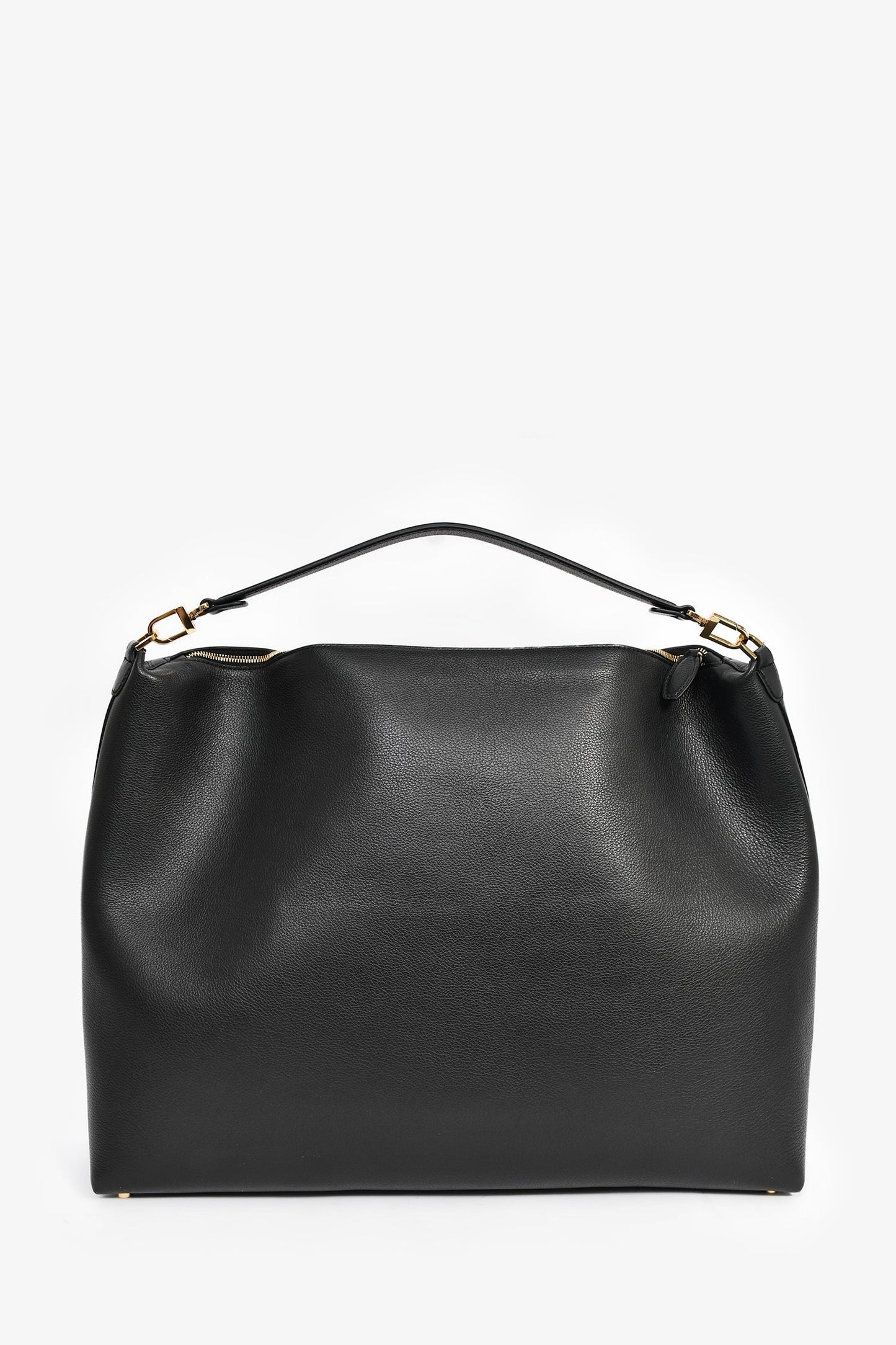 Toteme Black Leather Oversized Logo Shoulder Bag