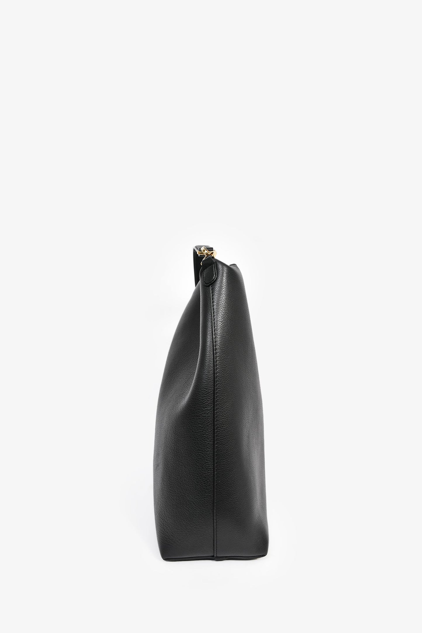 Toteme Black Leather Oversized Logo Shoulder Bag