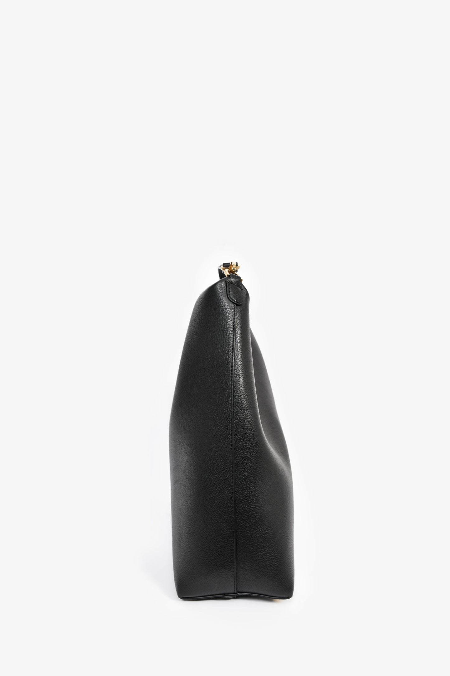 Toteme Black Leather Oversized Logo Shoulder Bag