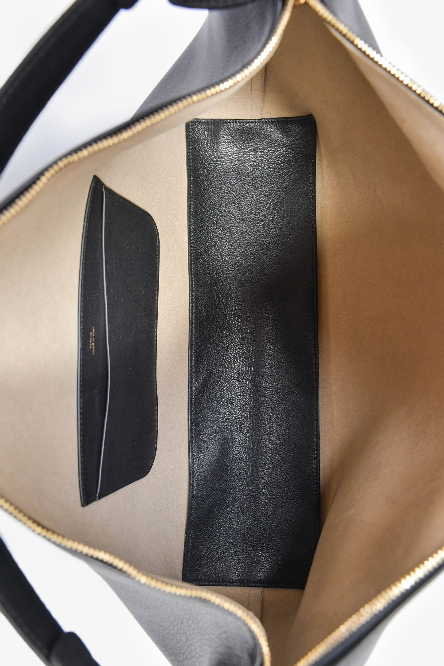 Toteme Black Leather Oversized Logo Shoulder Bag
