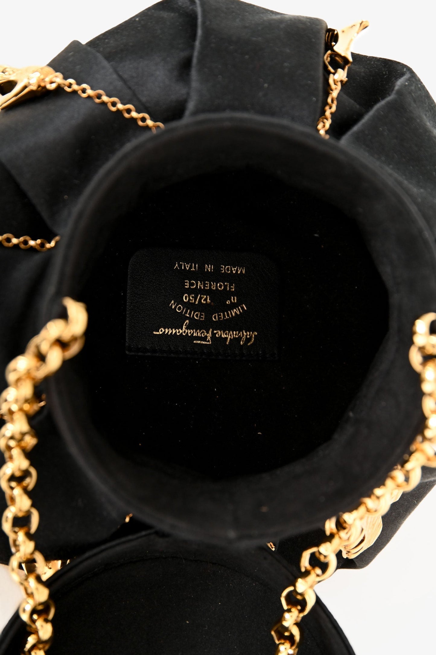 Salvatore Ferragamo Vintage Limited-Edition Black Silk Shoe Charms Bucket Bag