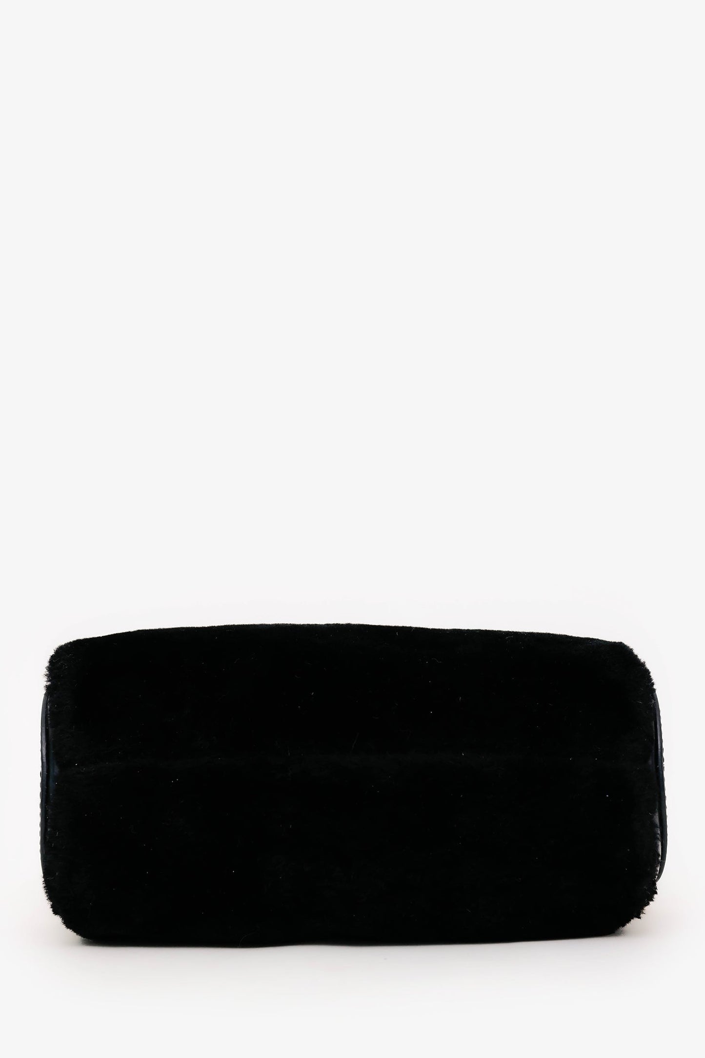 Manu Atelier Black/Shearling 'XX Mini Cylinder' Bag With Strap
