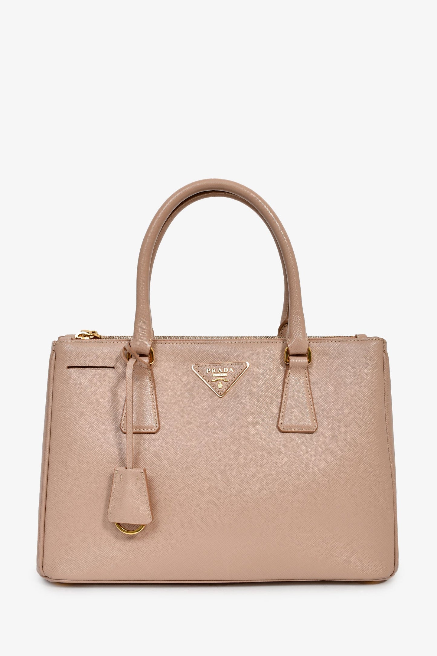 Prada Blush Pink Saffiano Leather Medium Double Zip Galleria Tote