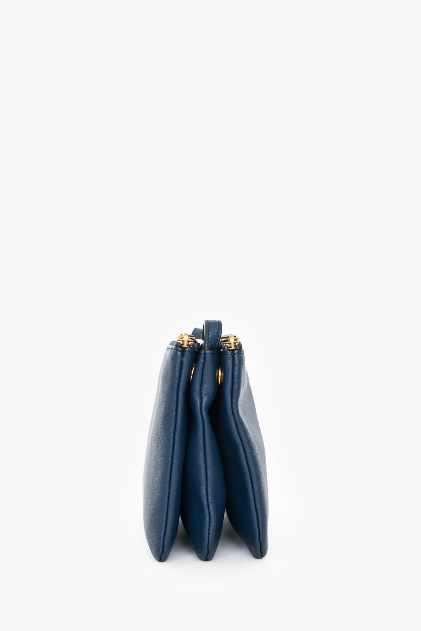 Celine 2018 Navy Blue Leather Small Trio Crossbody