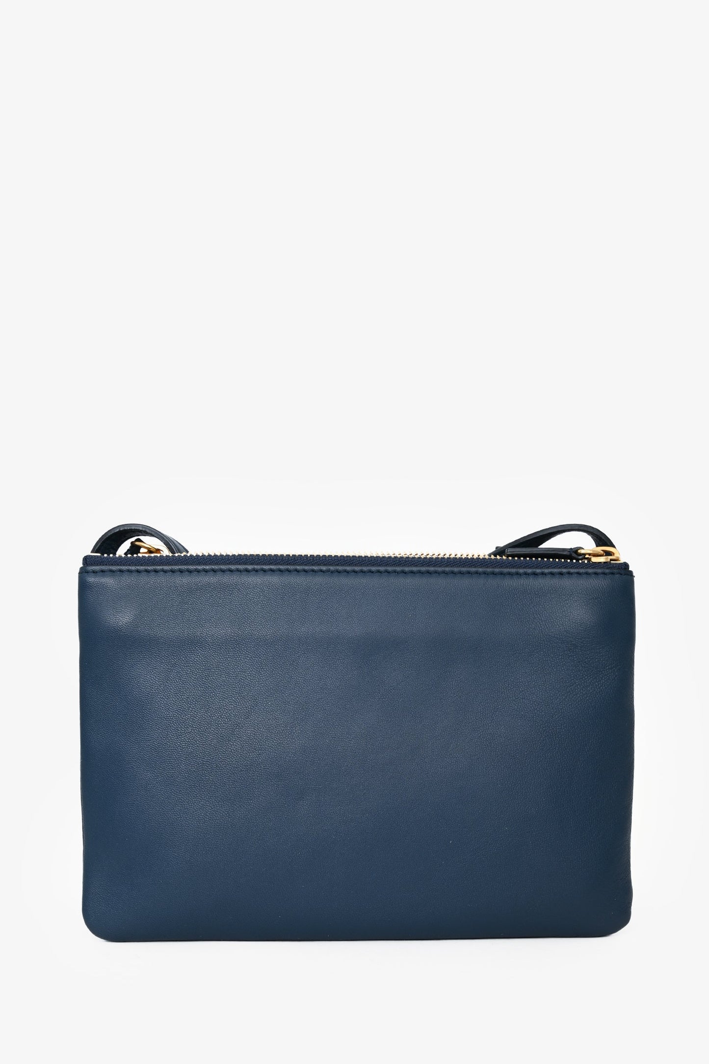 Celine 2018 Navy Blue Leather Small Trio Crossbody