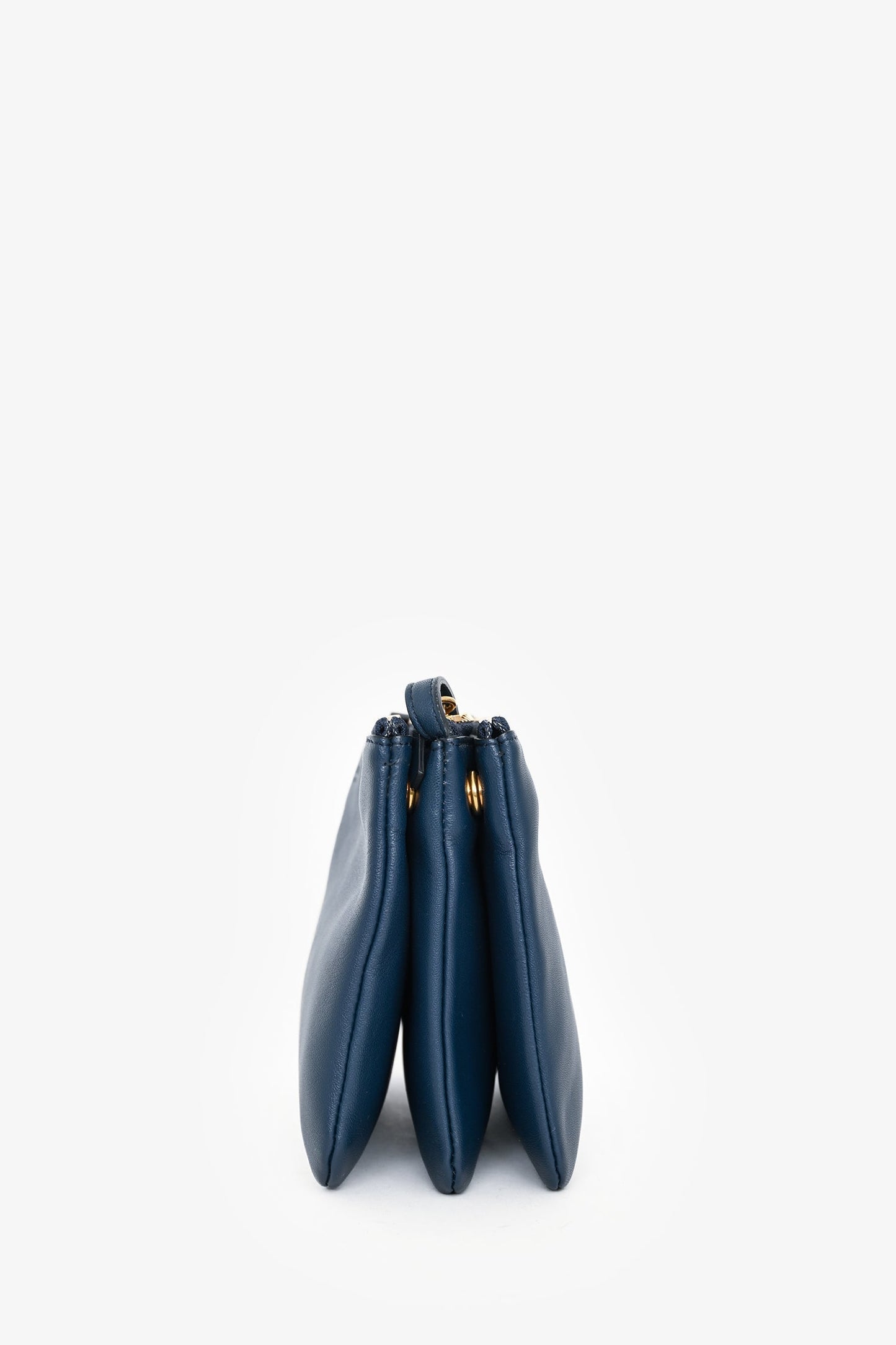 Celine 2018 Navy Blue Leather Small Trio Crossbody