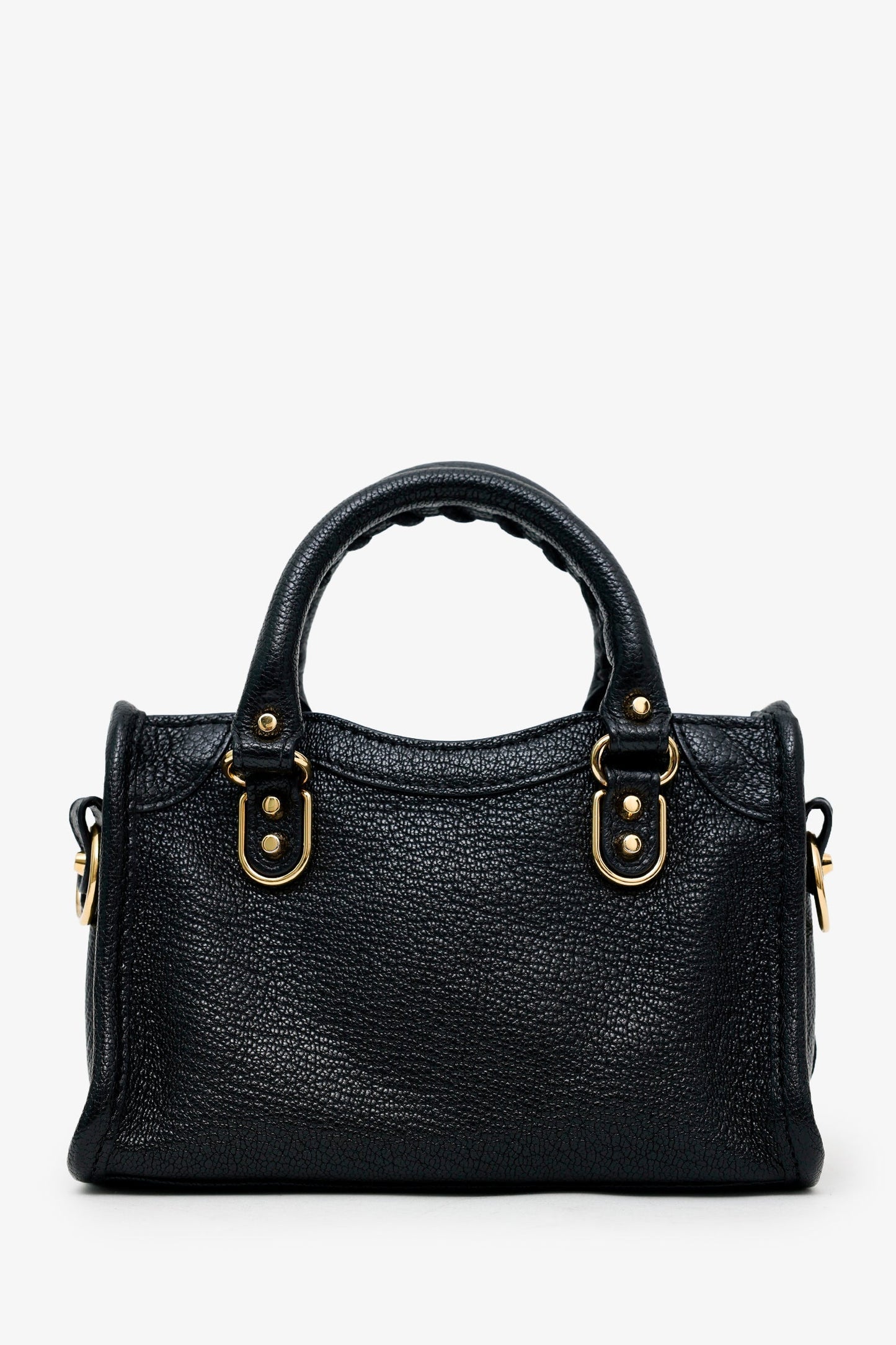 Balenciaga Black Leather Mini Edge City Bag GHW With Strap