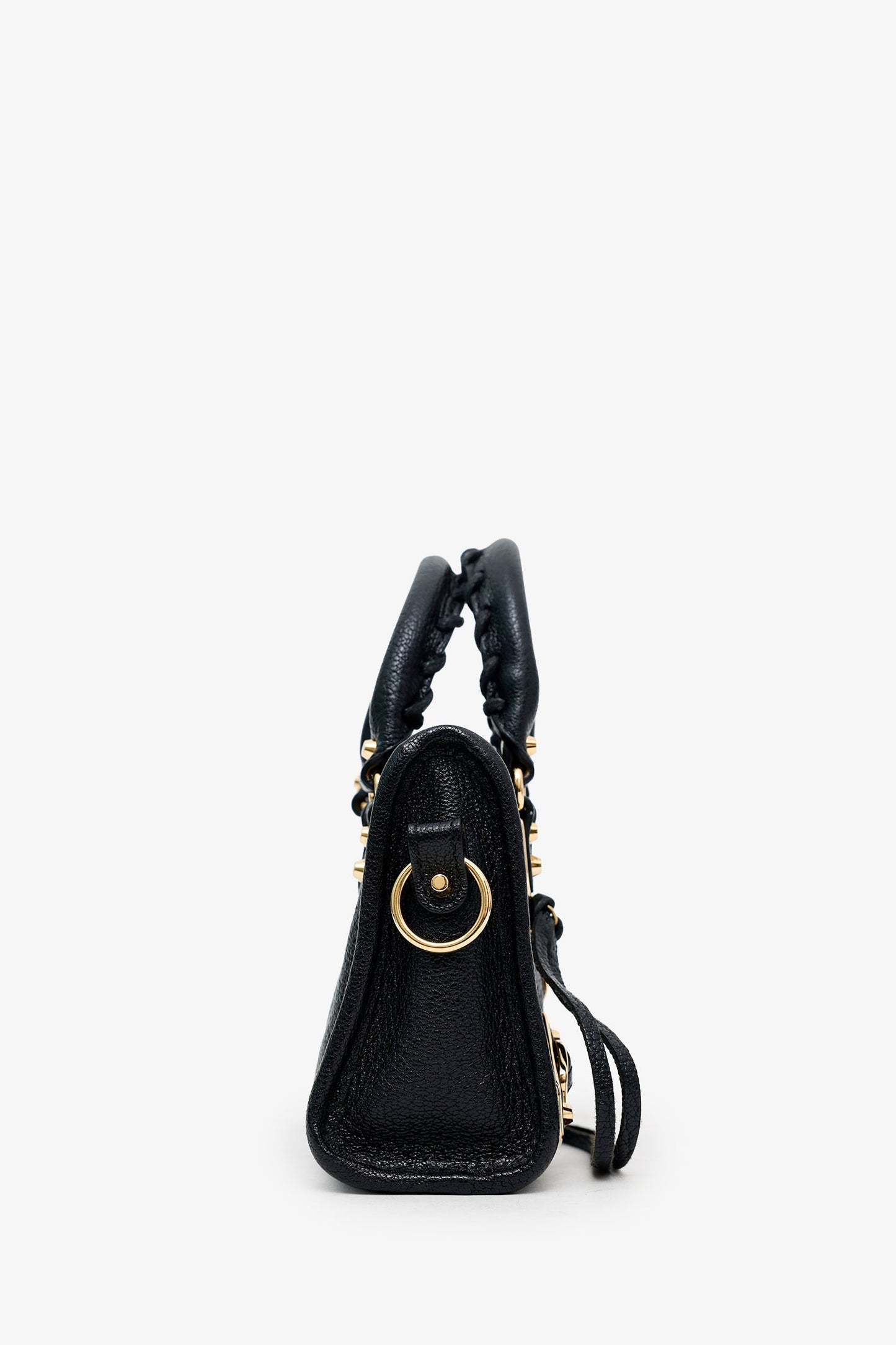 Balenciaga Black Leather Mini Edge City Bag GHW With Strap