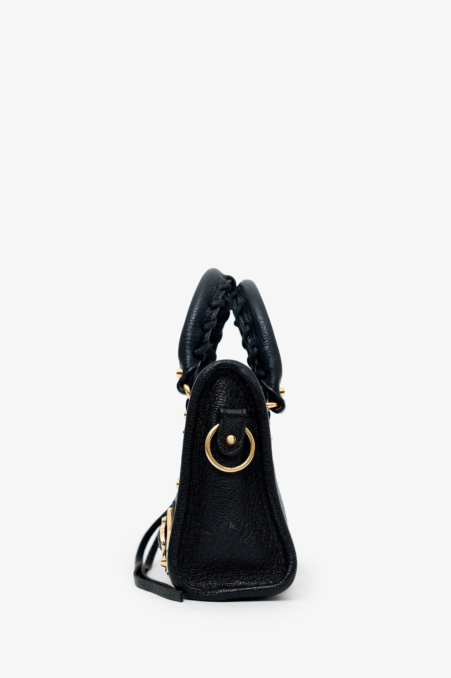 Balenciaga Black Leather Mini Edge City Bag GHW With Strap