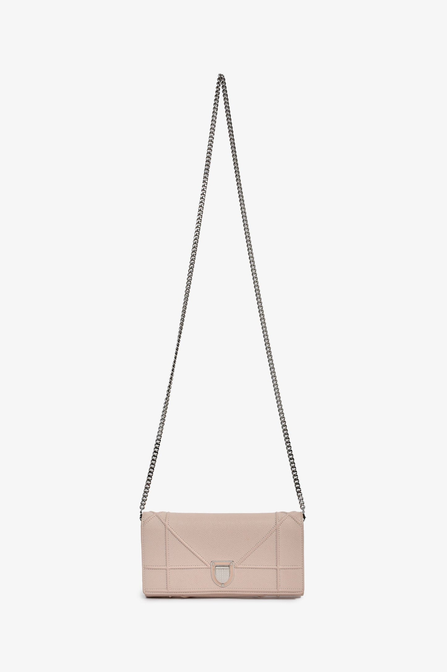 Christian Dior 2017 Blush Pink Leather Diorama Wallet On Chain