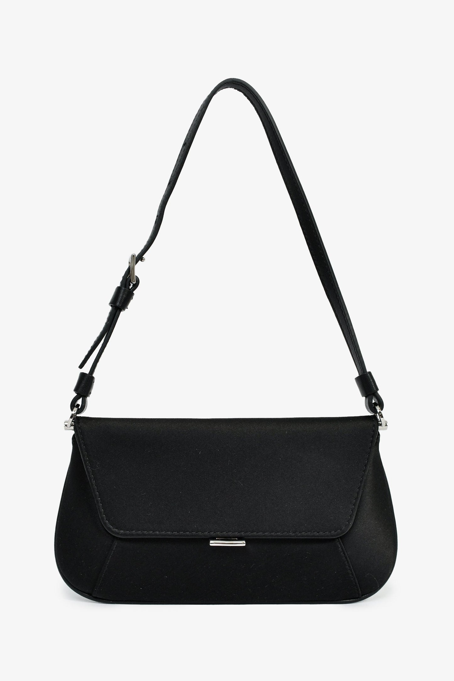 Amina Muaddi Black Satin 'Amina Mini' Shoulder Bag