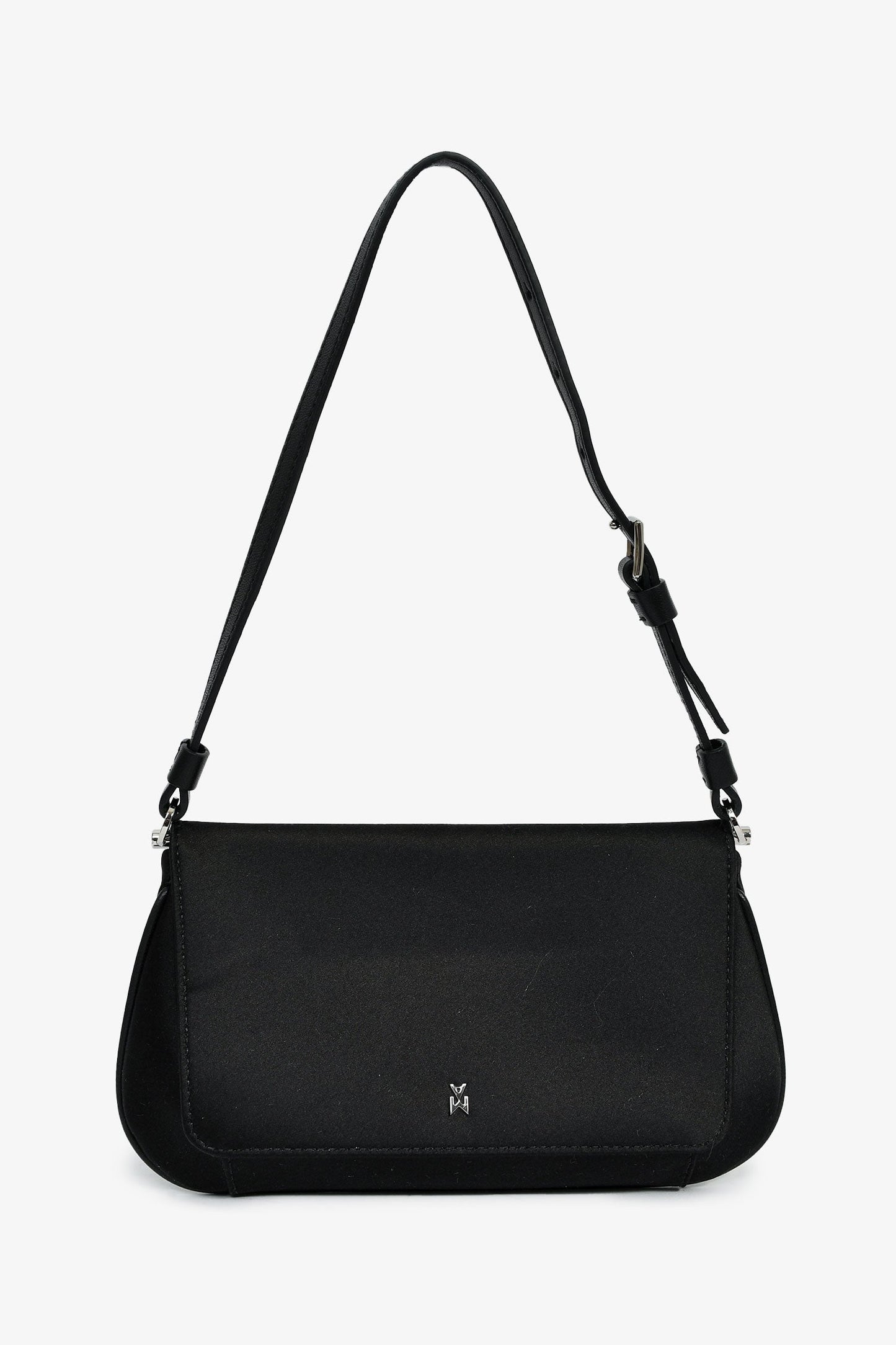 Amina Muaddi Black Satin 'Amina Mini' Shoulder Bag