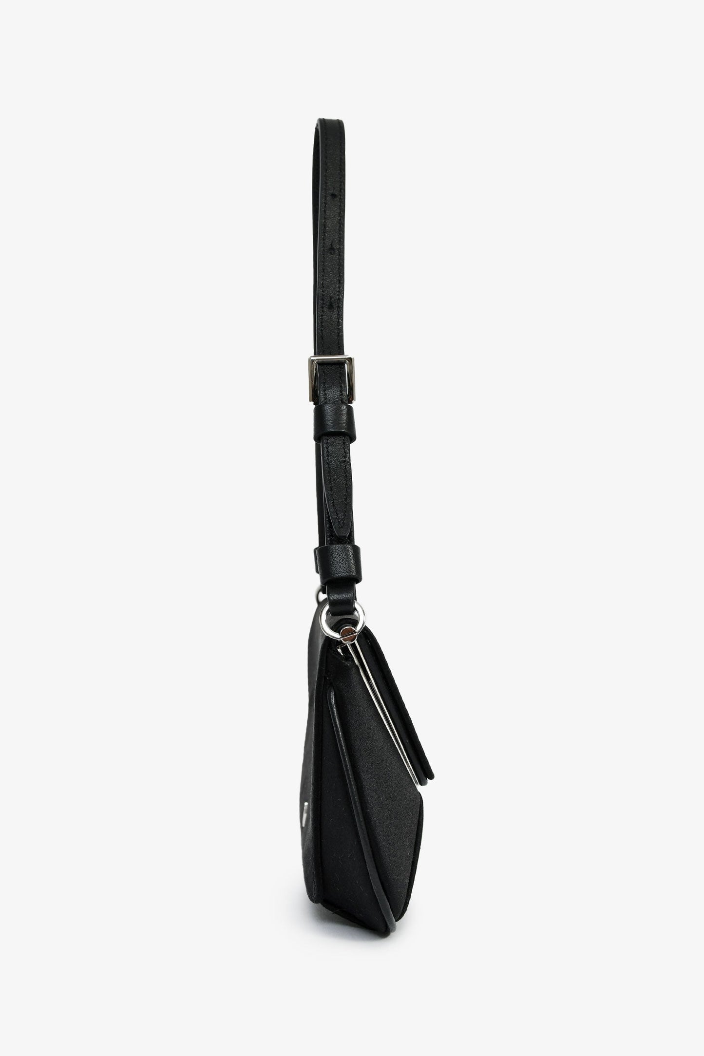 Amina Muaddi Black Satin 'Amina Mini' Shoulder Bag