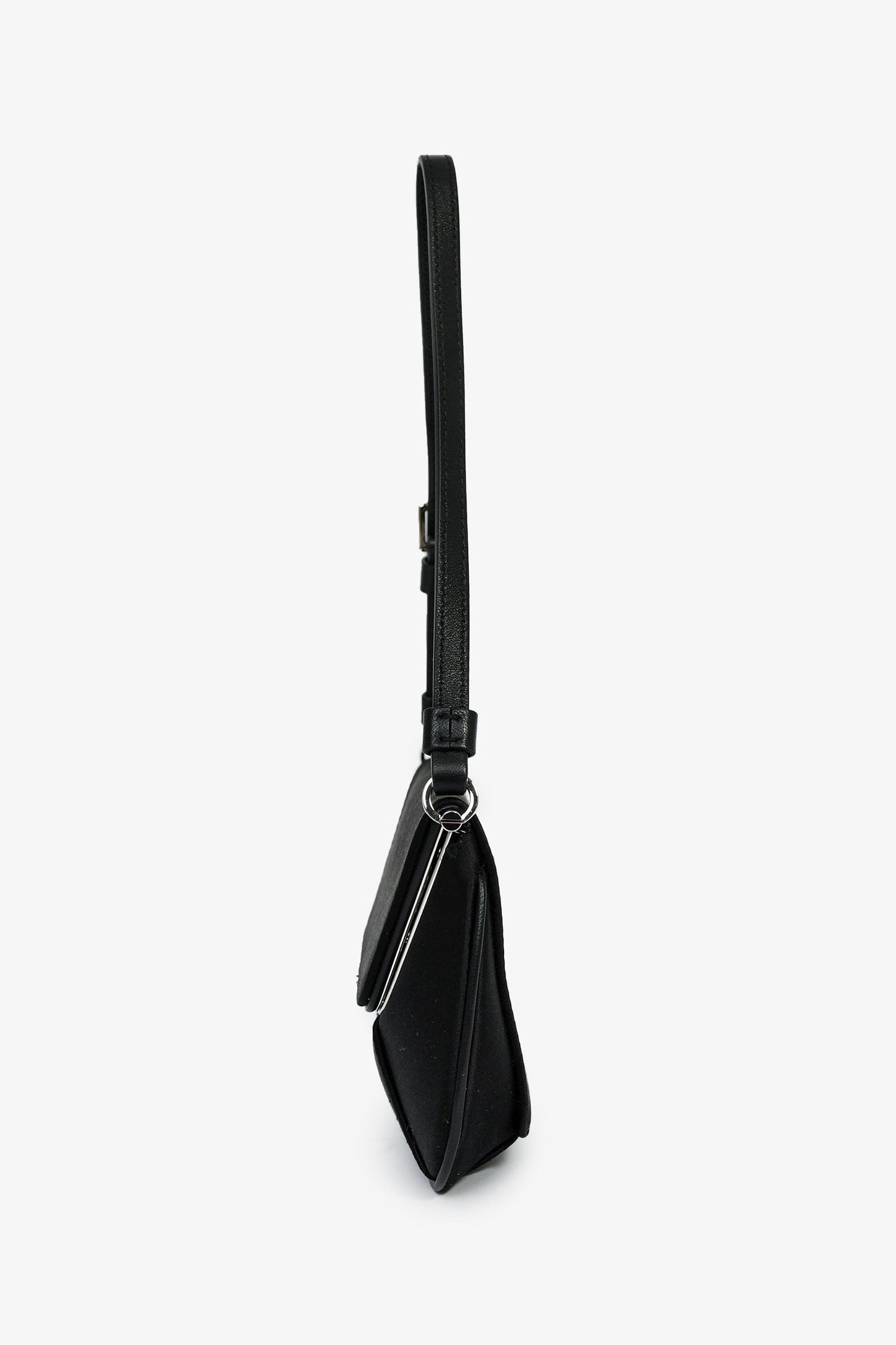 Amina Muaddi Black Satin 'Amina Mini' Shoulder Bag