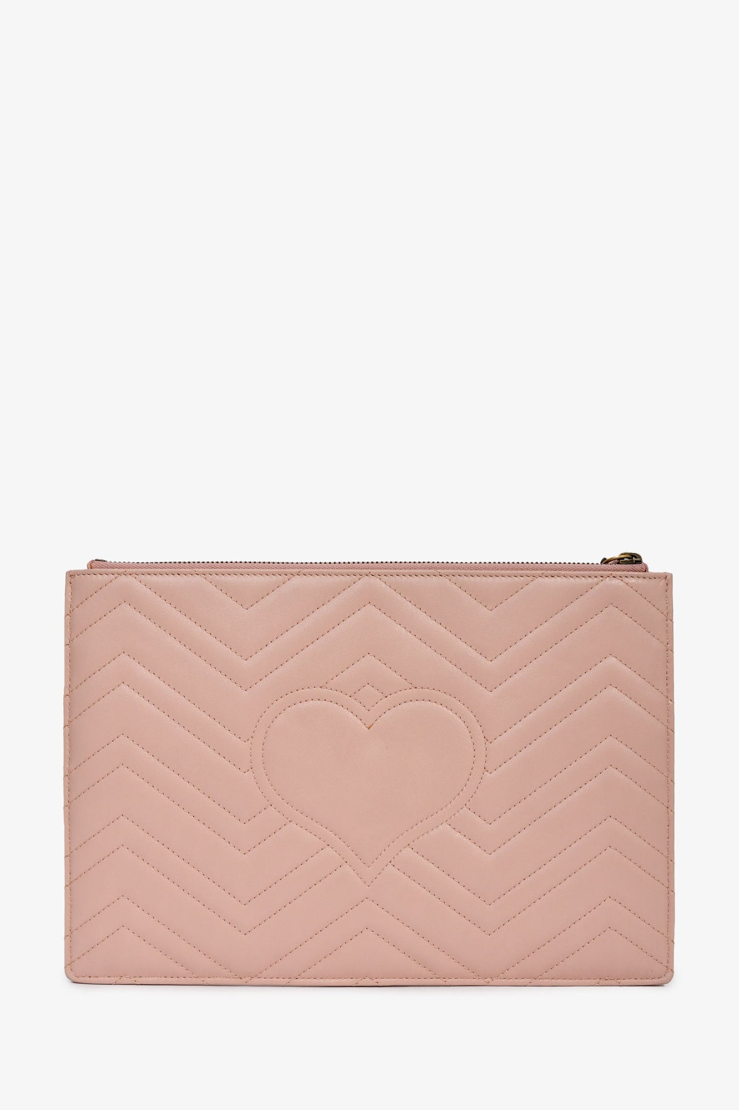 Gucci Pink Leather Marmont GG Zip Pouch