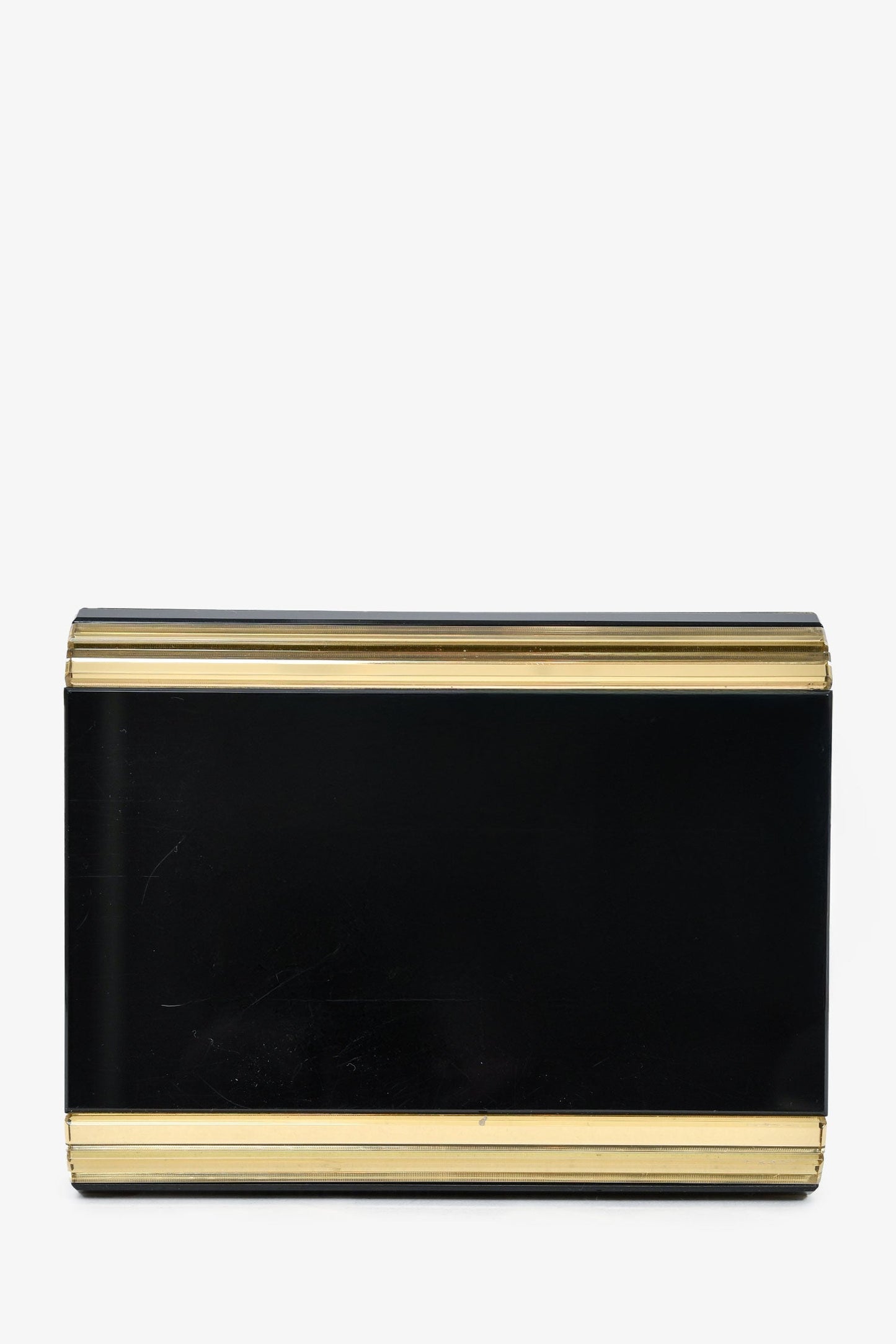 Jimmy Choo Black/Gold Acrylic Clutch With Chain