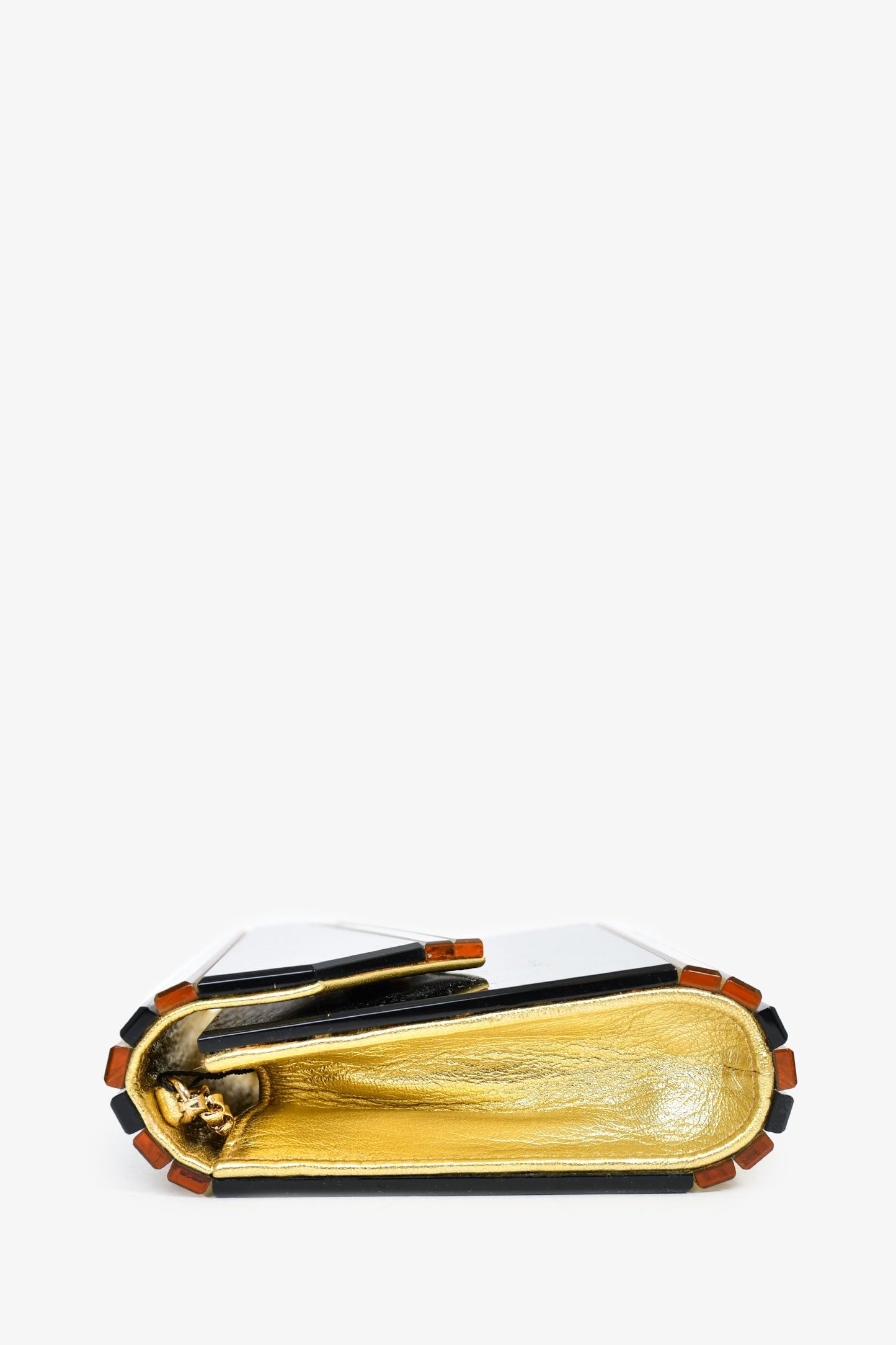 Jimmy Choo Black/Gold Acrylic Clutch With Chain