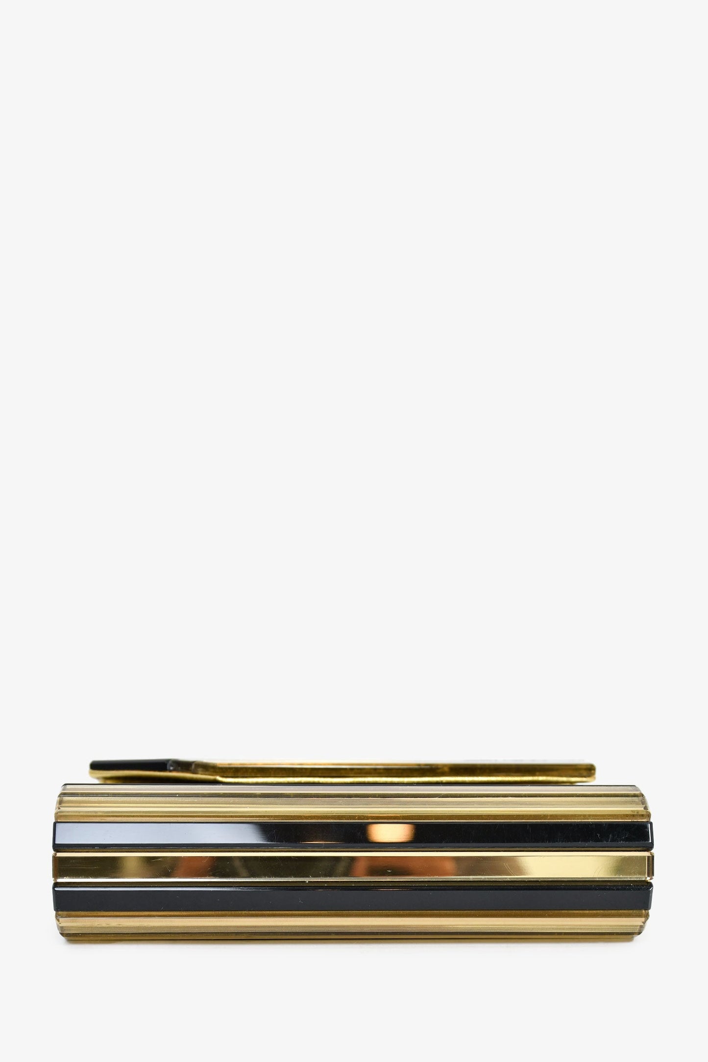Jimmy Choo Black/Gold Acrylic Clutch With Chain