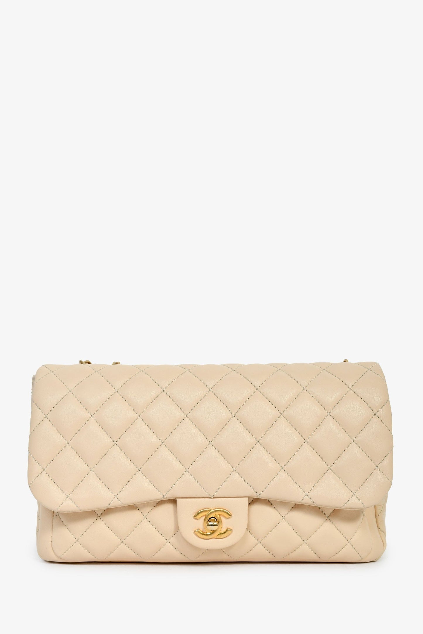 Chanel™ 2013-14 Vanilla Beige Lambskin Quilted Flap Chain Shoulder Bag