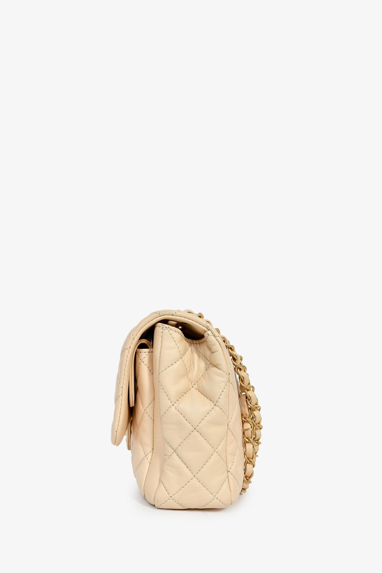 Chanel™ 2013-14 Vanilla Beige Lambskin Quilted Flap Chain Shoulder Bag