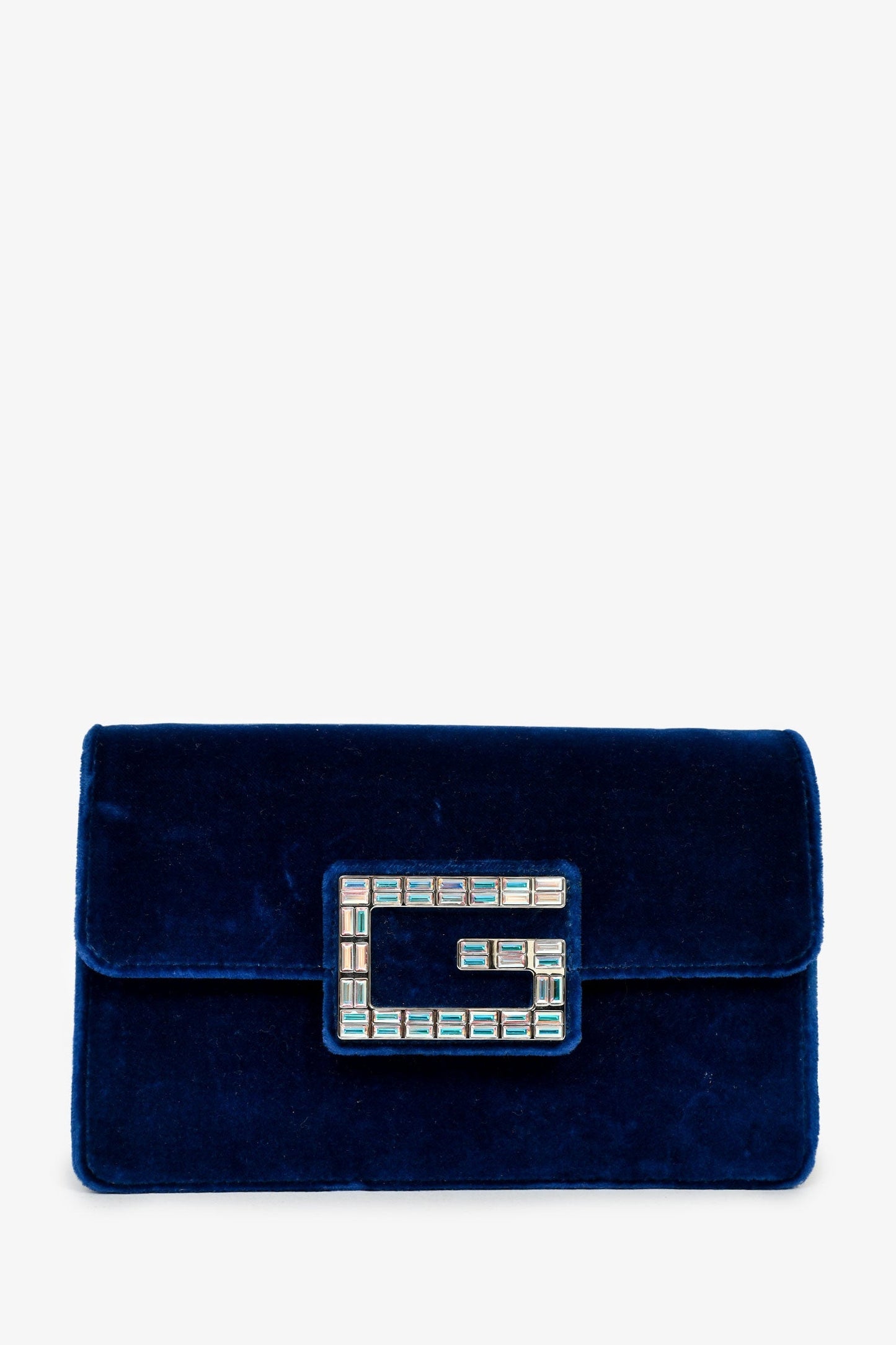 Gucci Blue Velvet GG Crystal 'Broadway' Mini Shoulder Bag