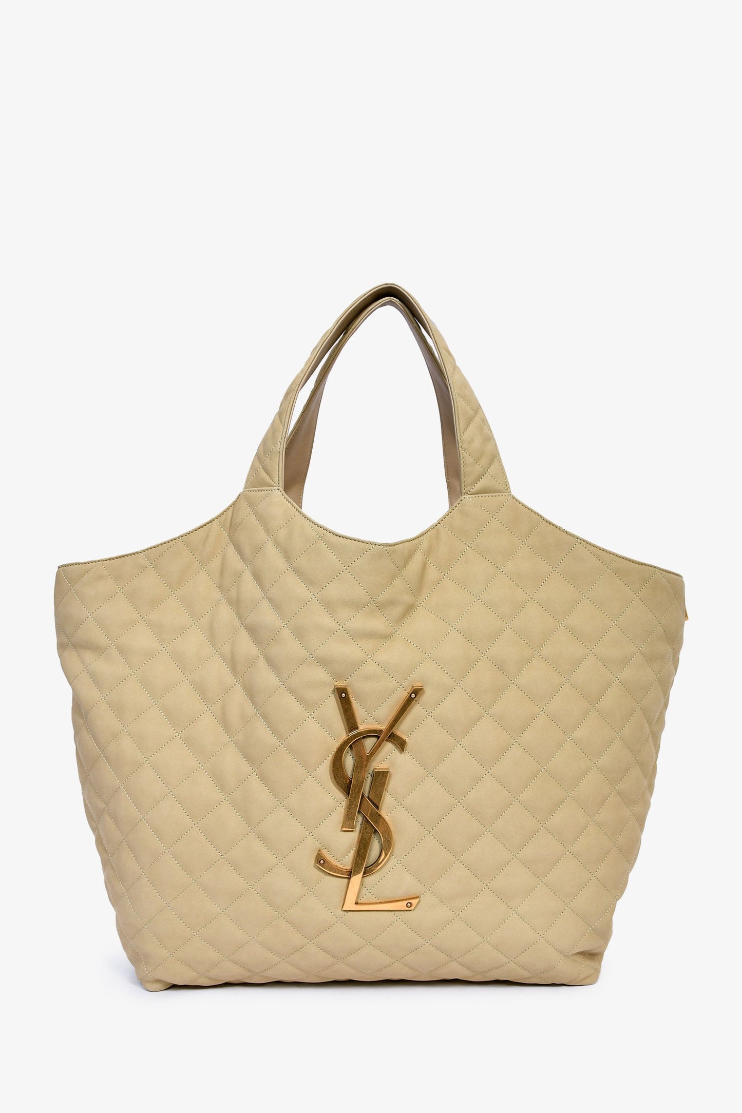 Saint Laurent Brown Leather Logo 'Icare' Maxi Tote Bag