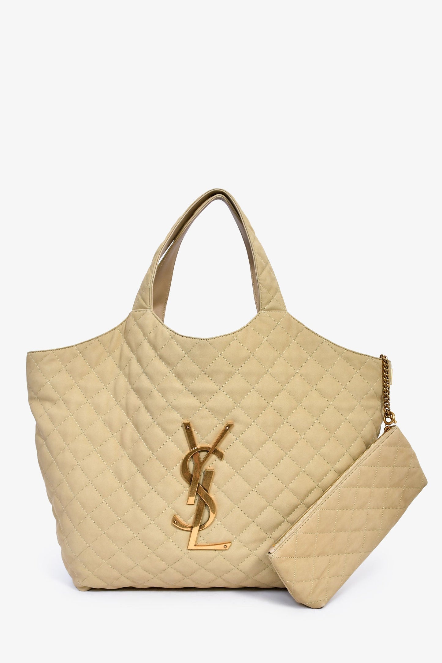 Saint Laurent Brown Leather Logo 'Icare' Maxi Tote Bag