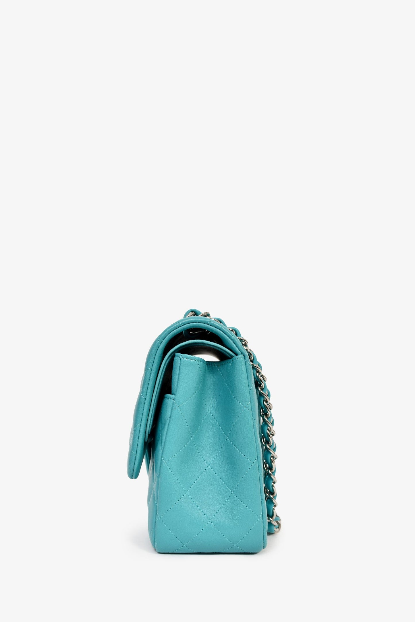 Chanel™ 2014 Turquoise Lambskin Jumbo Double Flap Shoulder Bag