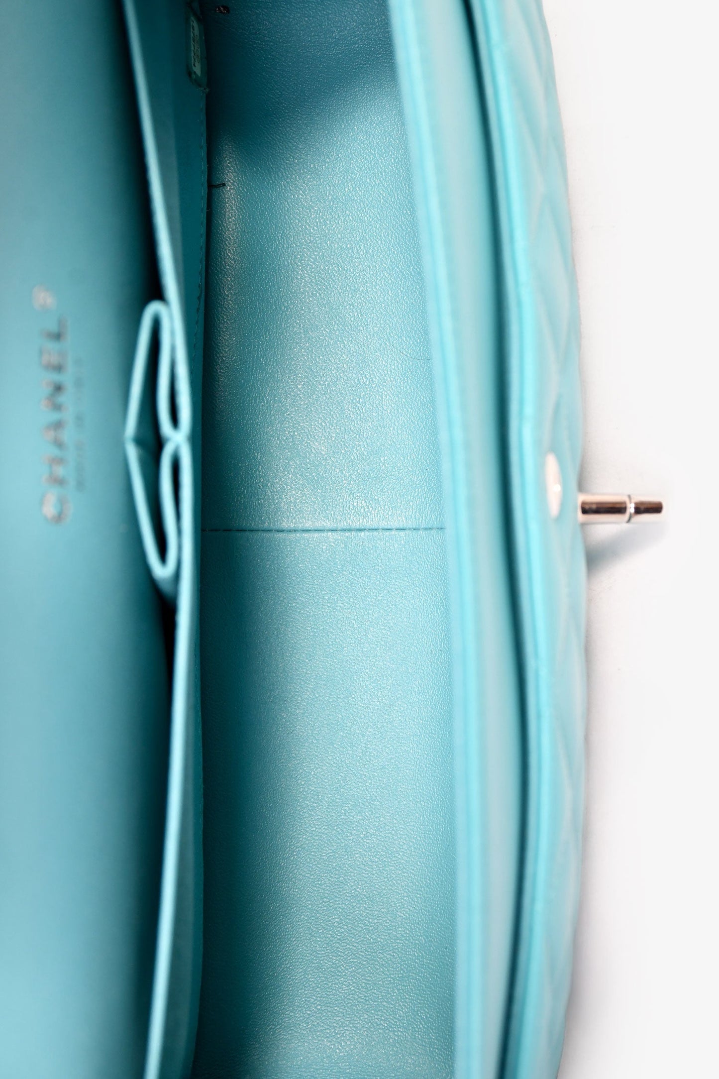 Chanel™ 2014 Turquoise Lambskin Jumbo Double Flap Shoulder Bag